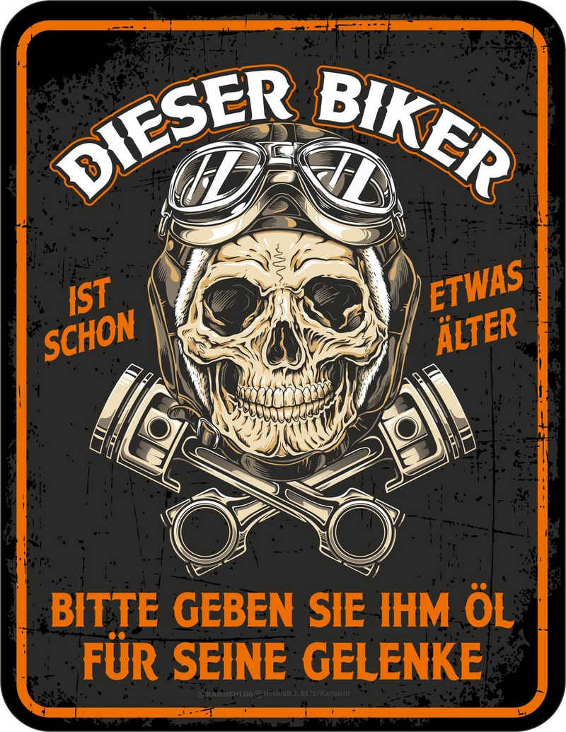Rahmenlos Metallschild für ältere Motorradfahrer: Dieser Biker ist schon etwas älter