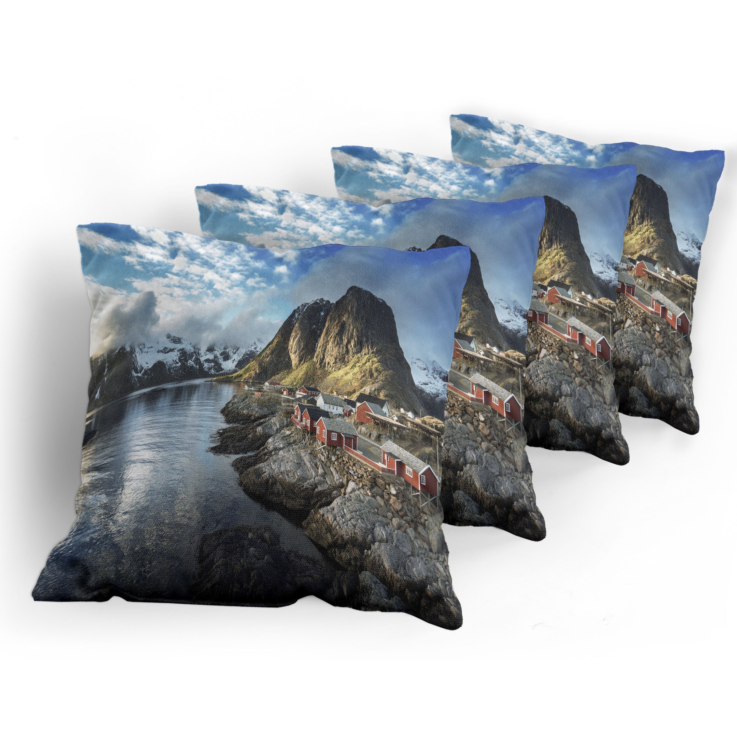 Modern Stück), Accent (4 Doppelseitiger und Wolken Kissenbezüge Digitaldruck, Herbst Felsen Landschaft Abakuhaus