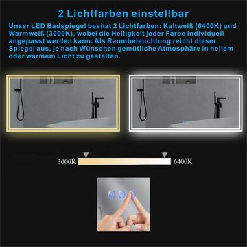 AQUABATOS LED-Lichtspiegel Badspiegel mit Beleuchtung LED Wandspiegel Lichtspiegel (Badezimmerspiegel beleuchtet 80x60cm 100x70cm 140x70cm), Kaltweiß Warmweiß Dimmbar Touch Schalter Spiegelheizung Energiesparend