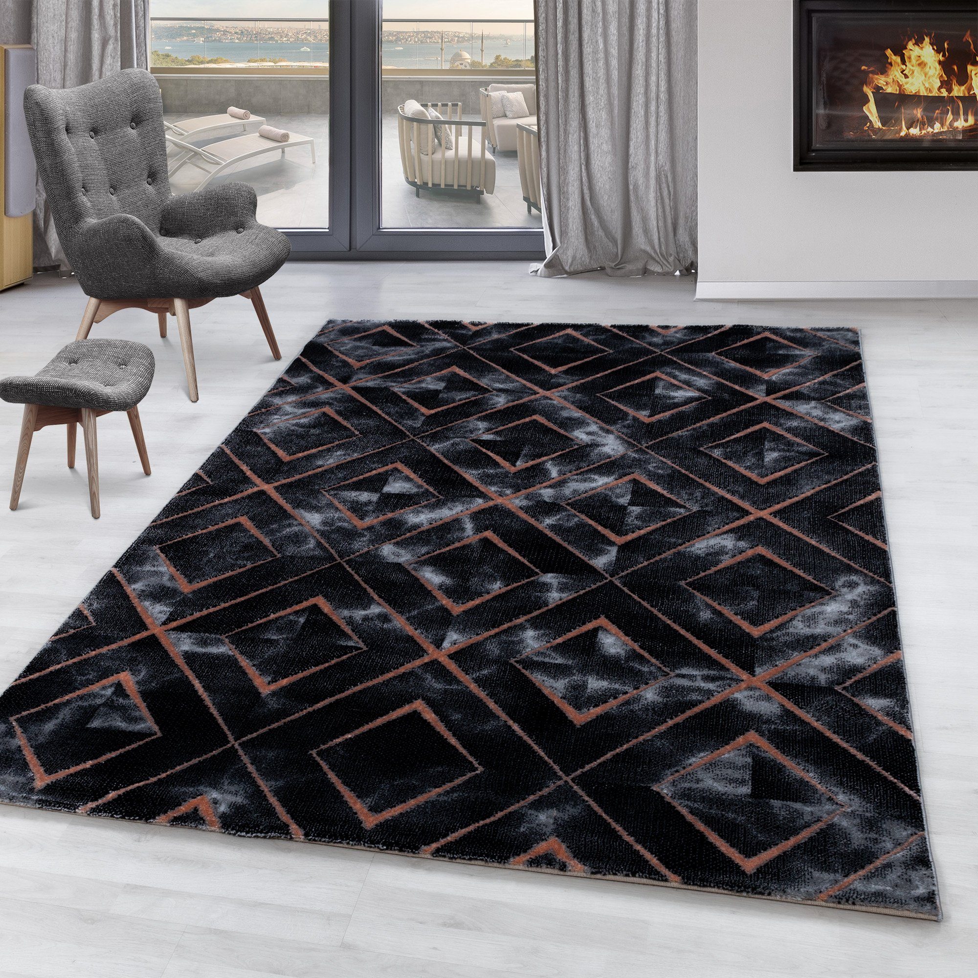 SIMPEX24 Designteppich Marmor Design, Läufer, Höhe: günstig online kaufen