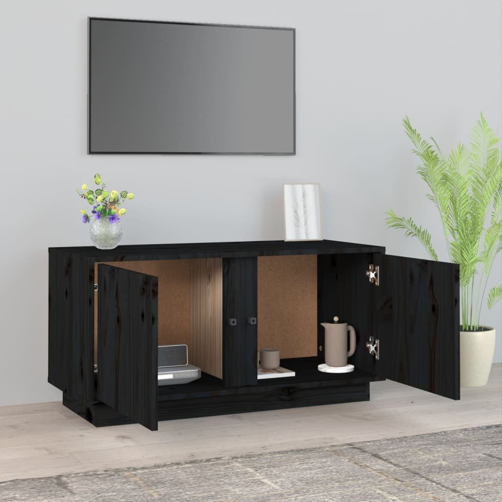 Massivholz Kiefer furnicato Schwarz cm 80x35x40,5 TV-Schrank