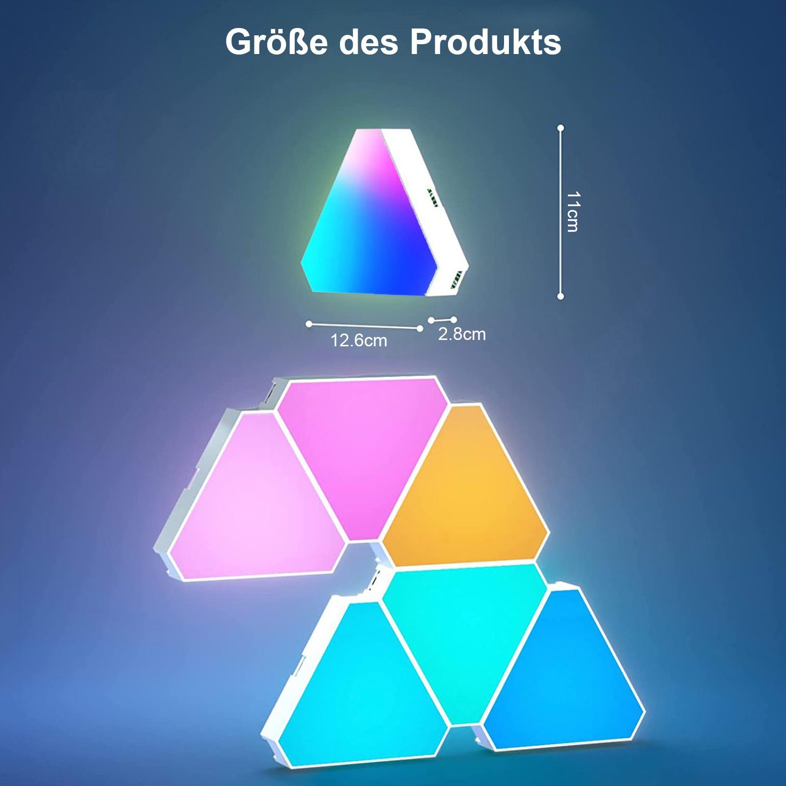Lapalife LED Wandleuchte Wandlampe Innen LED Dreieck Lampe, RGB Gaming Stimmungslicht, WLAN-App, WiFi & Bluetooth & Fernbedienung, 5V USB, für Gaming Zimmer Dekoration