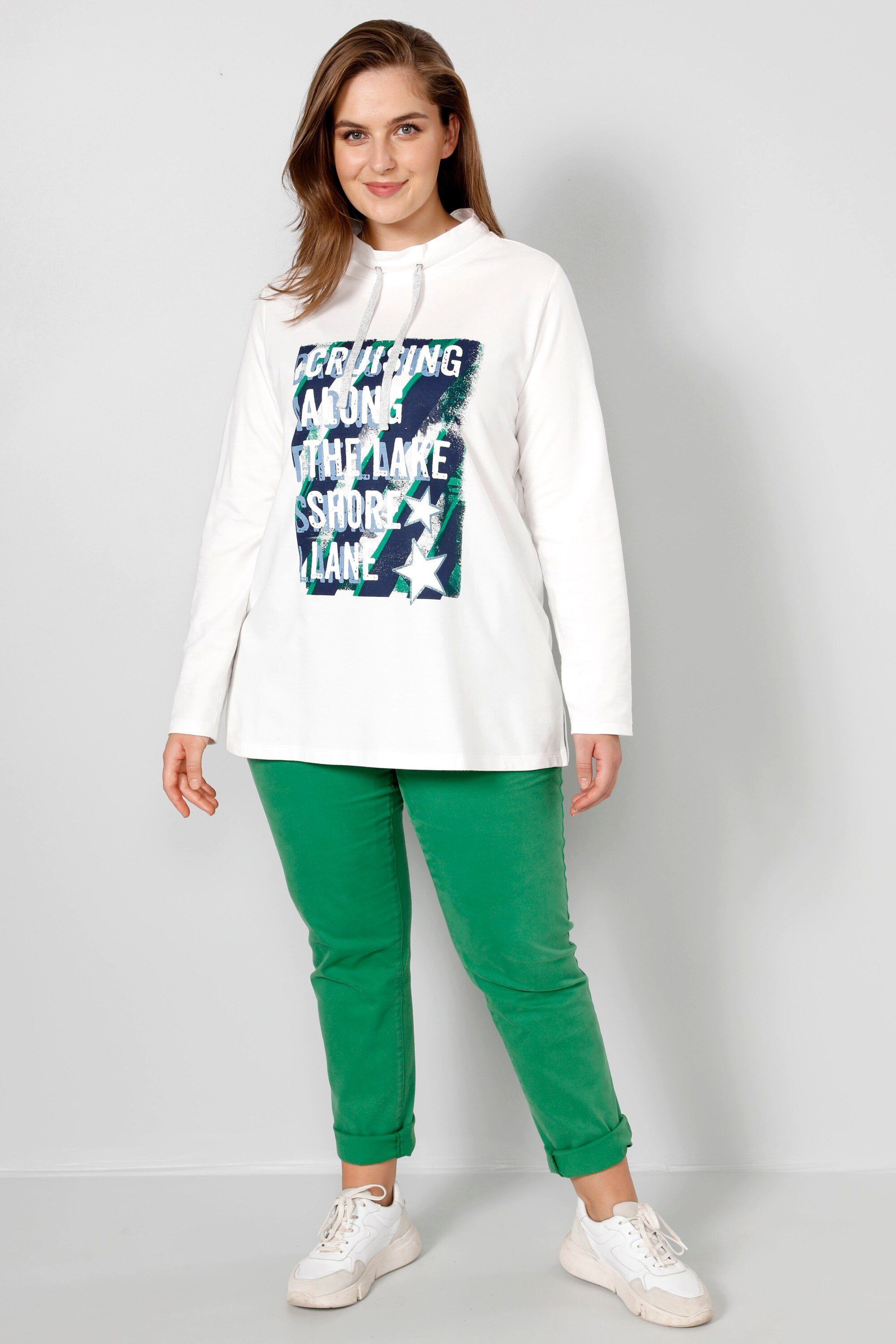 Janet & Joyce Sweatshirt Sweatshirt A-Line Schrift-Motiv Stehkragen Langarm