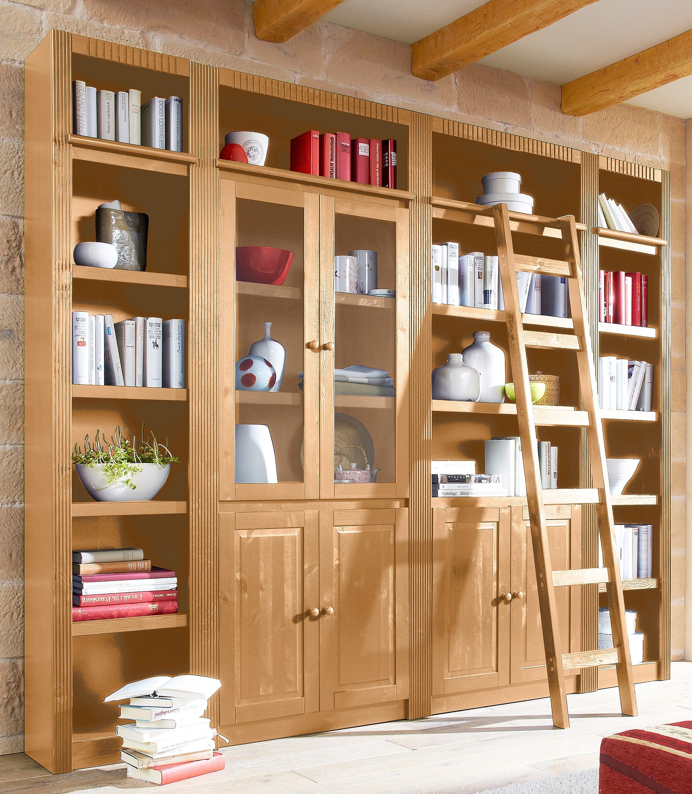 Home affaire Bücherwand Bergen, aus massivem schönen Kiefernholz, Breite 255 cm