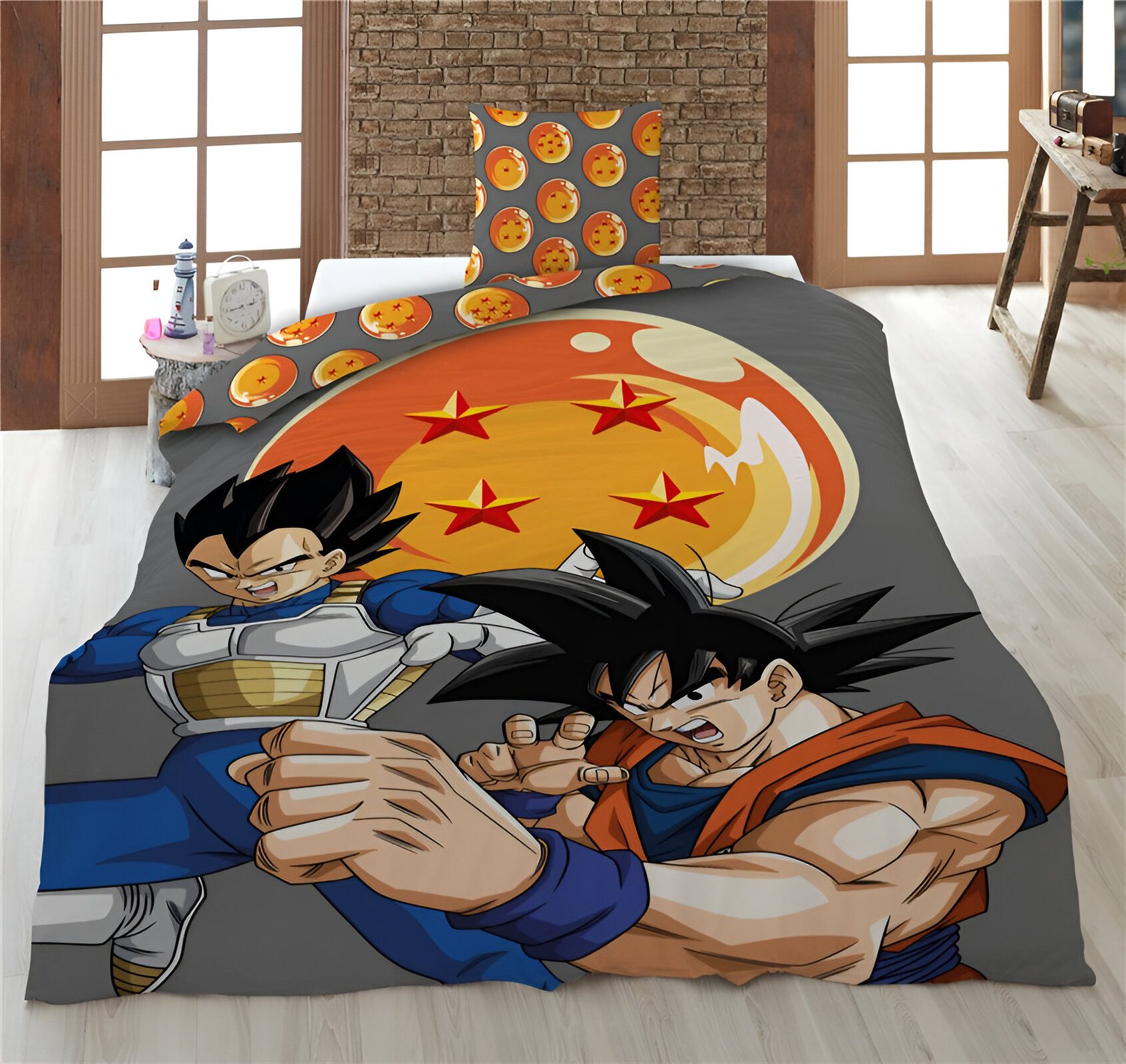 Dragon Ball Bettwäsche Dragon Ball Goku Jungen Bettwäsche 2tlg. Set 135-140x200 65x65, 2 teilig