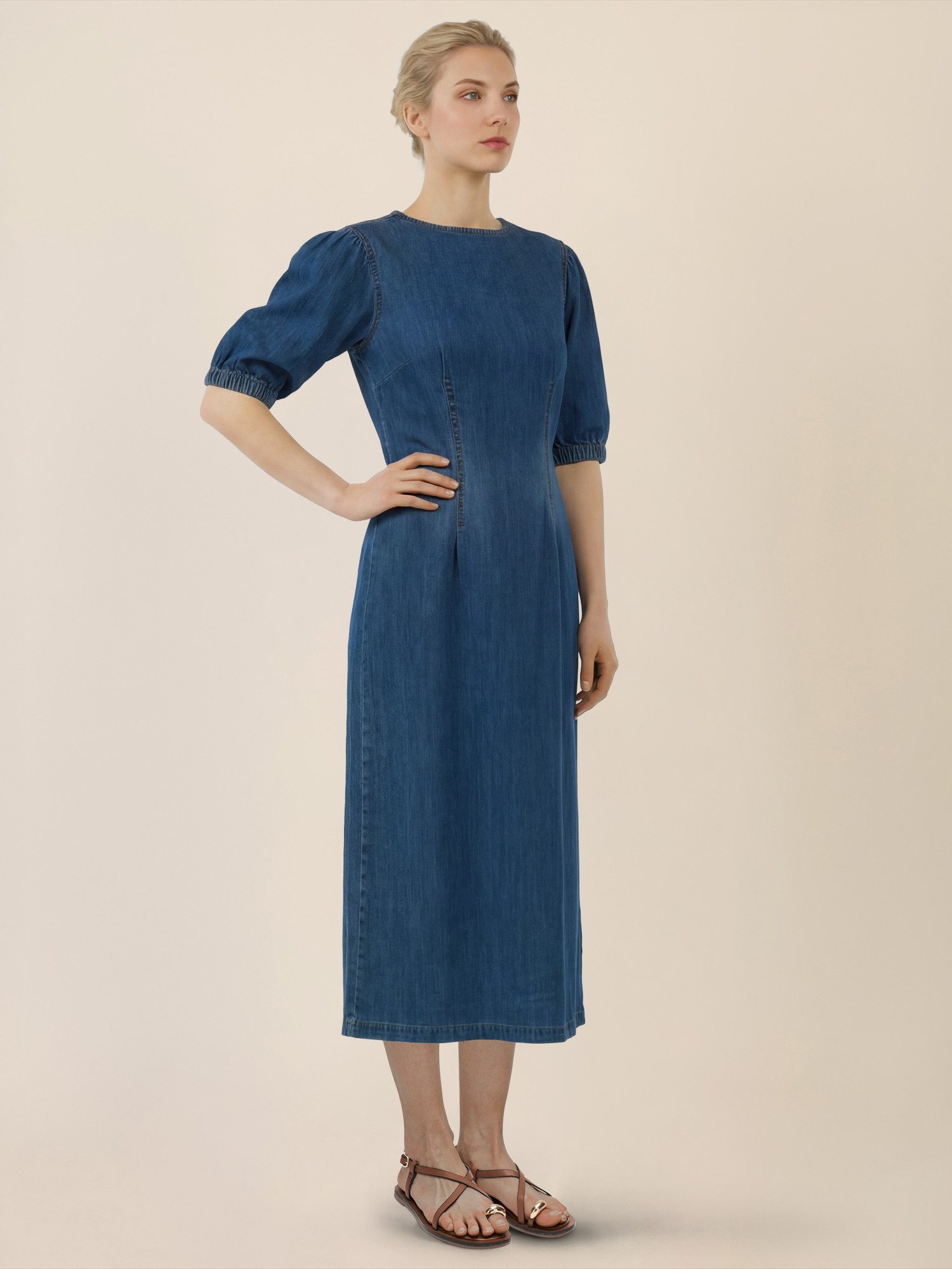 Apart Jerseykleid mit Puffärmeln