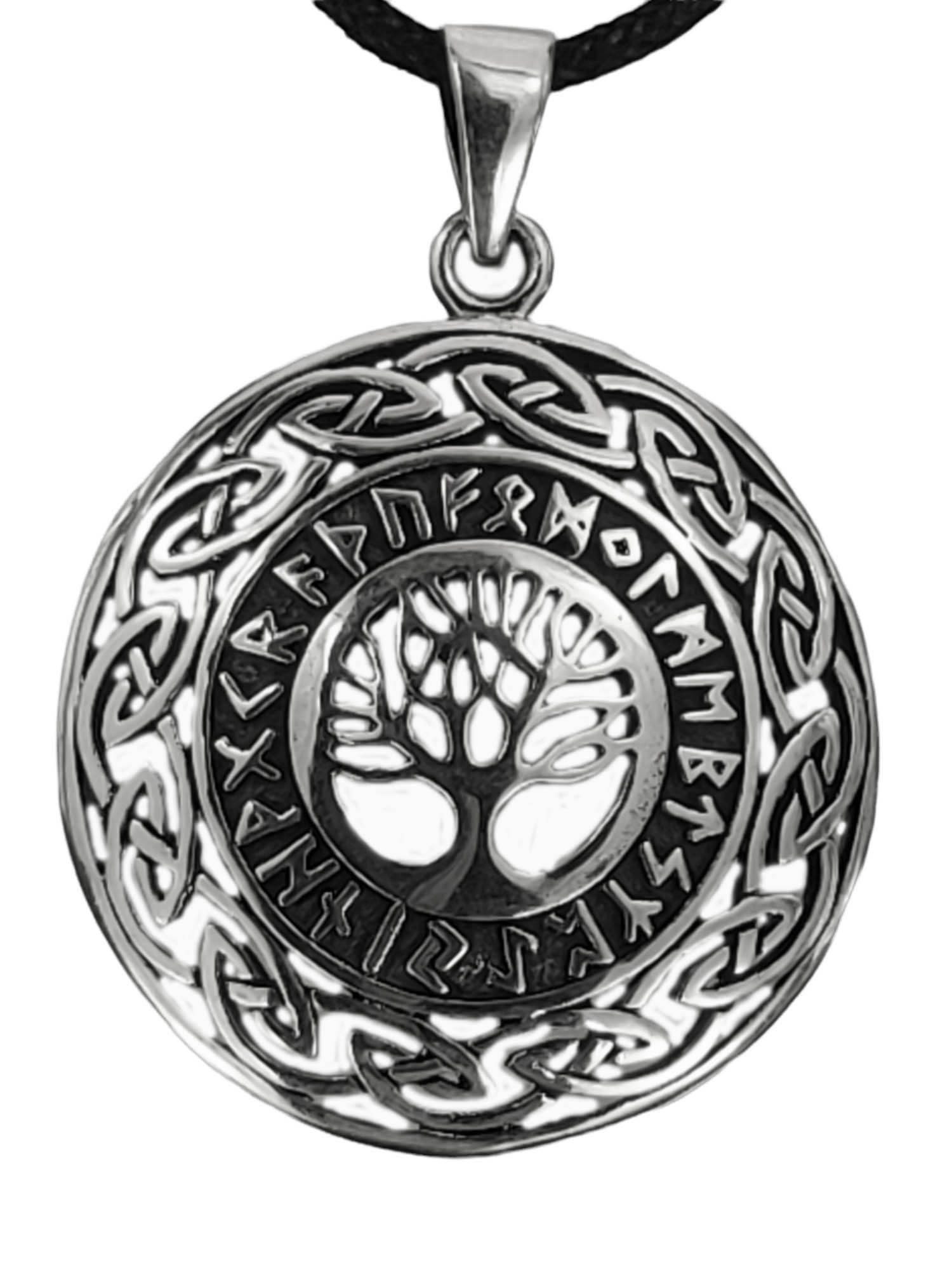 Kettenanhänger Großer Lebensbaum aus 925 Sterling Runen Kelten Runenalphabet Furthark