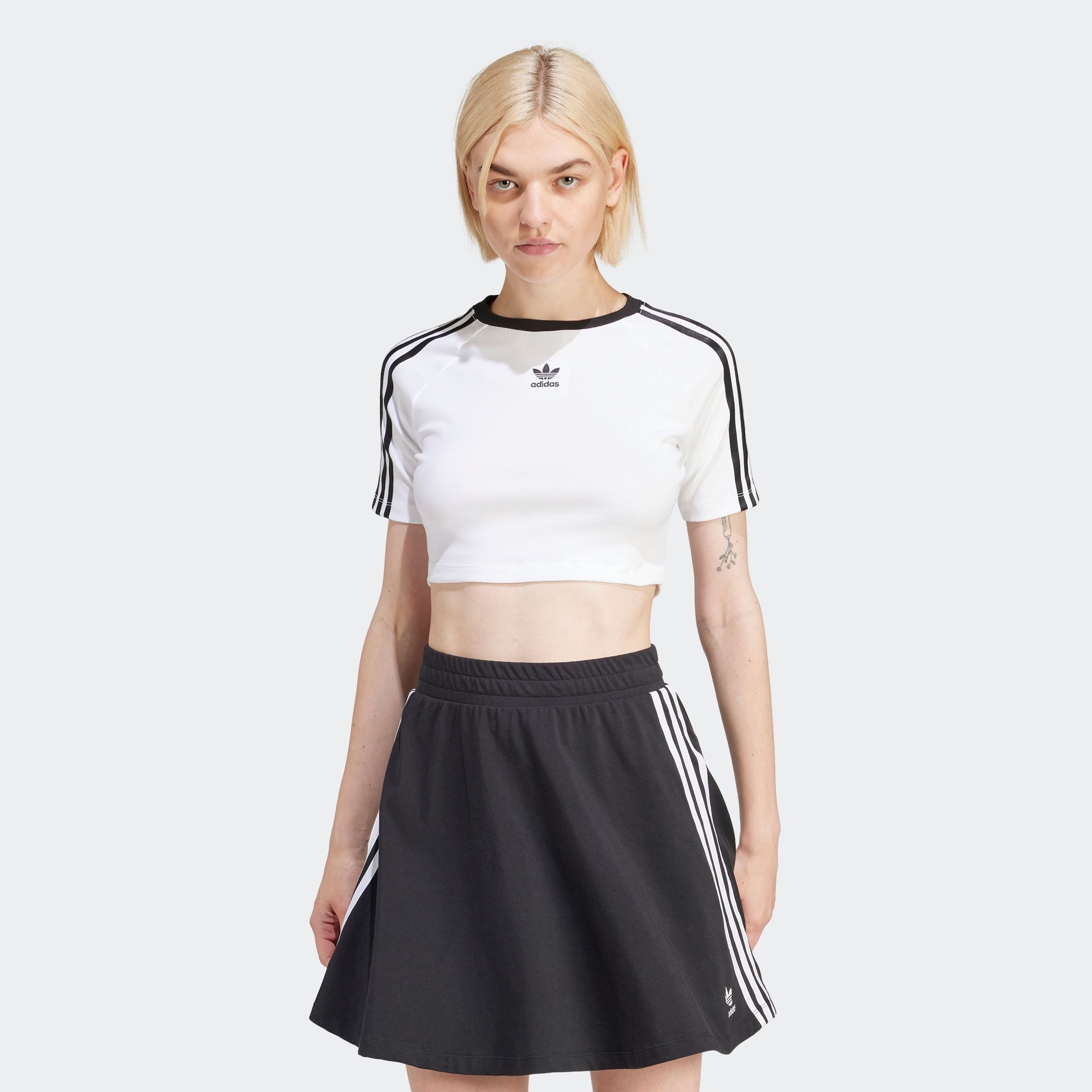 adidas Originals T-Shirt 3-STREIFEN BABY sportlicher Stil, cropped, mit drei Streifen, aus Baumwollmix