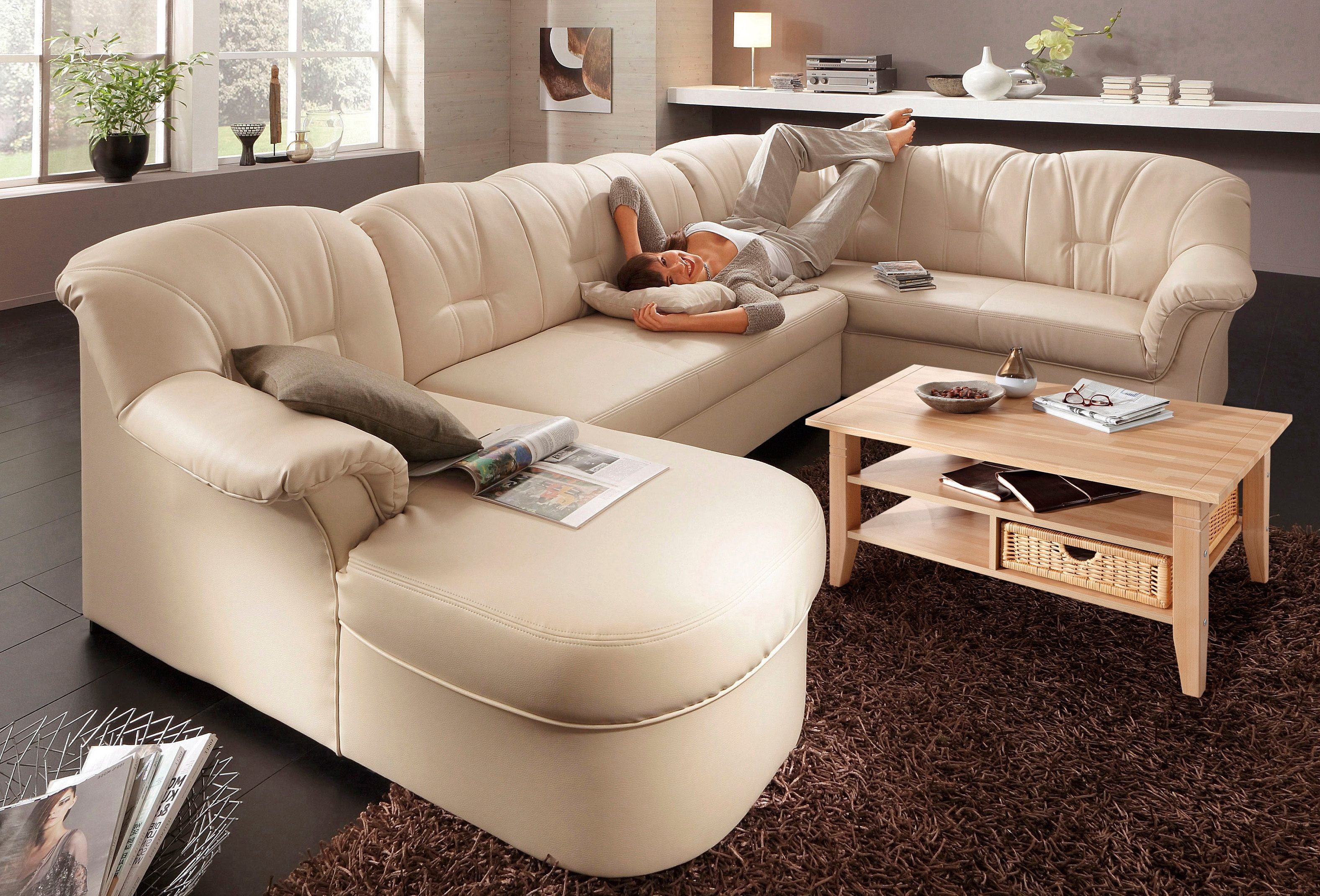DOMO collection Wohnlandschaft "Papenburg, zeitlose Rückensteppung, elegant günstig online kaufen