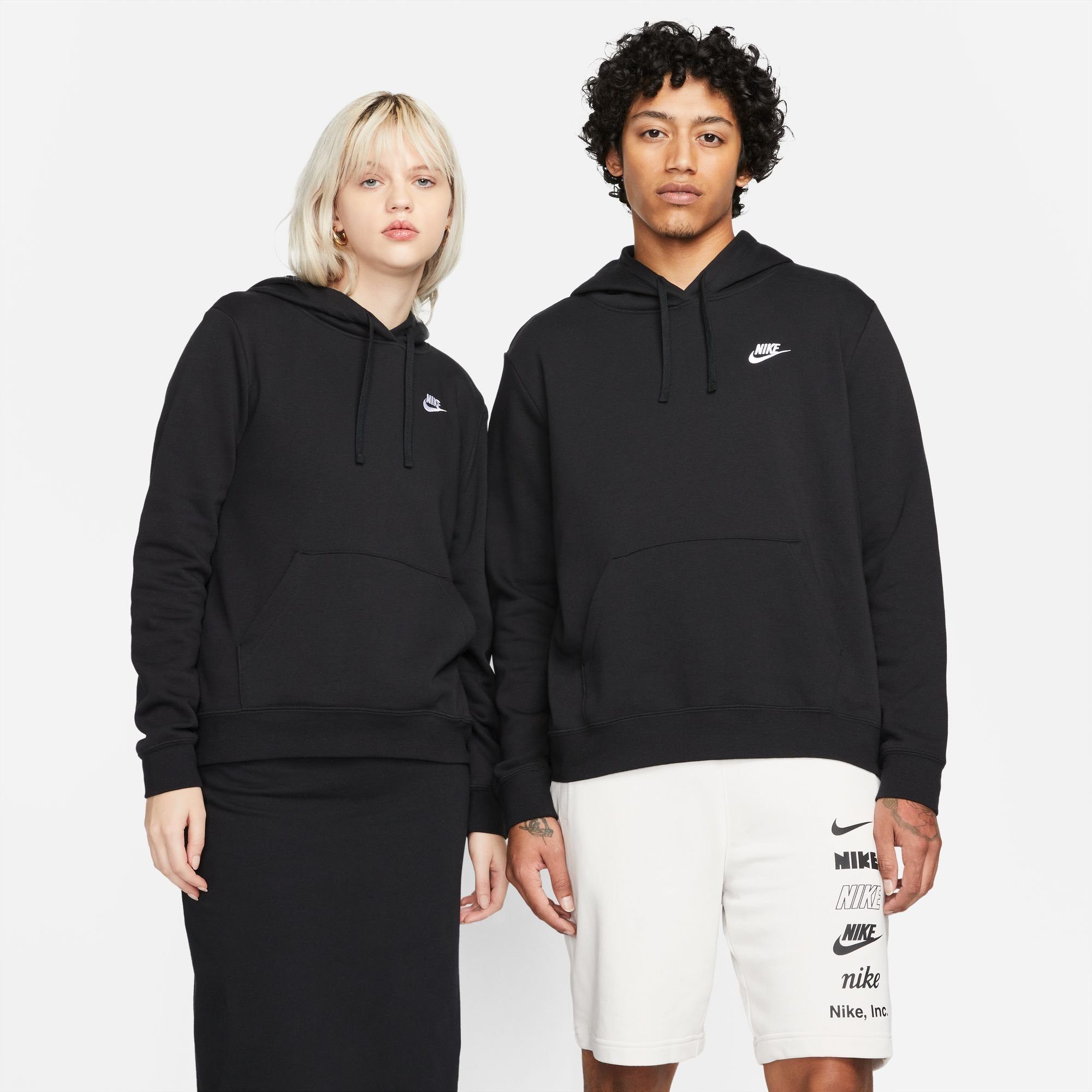 Nike Sportswear Kapuzensweatshirt CLUB PULLOVER WOMEN'S FLEECE HOODIE BLACK/WHITE