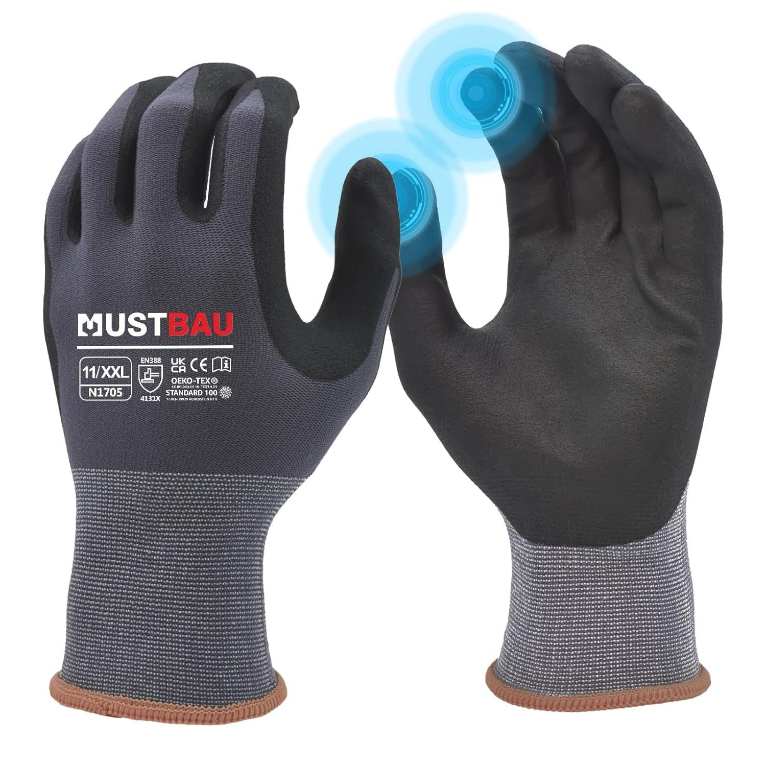 Mustbau Arbeitshandschuhe (3-St) 12/6/3 Pack,mit Touchscreen Gartenhandschu günstig online kaufen