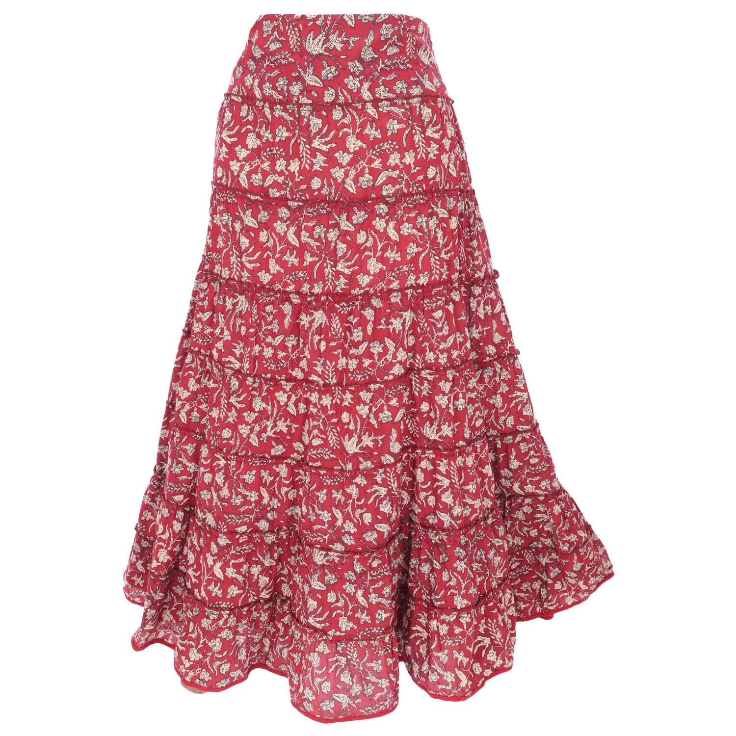 Guru-Shop Minirock Langer Boho Stufenrock, Maxirock Hippie chic,.. alternative Bekleidung