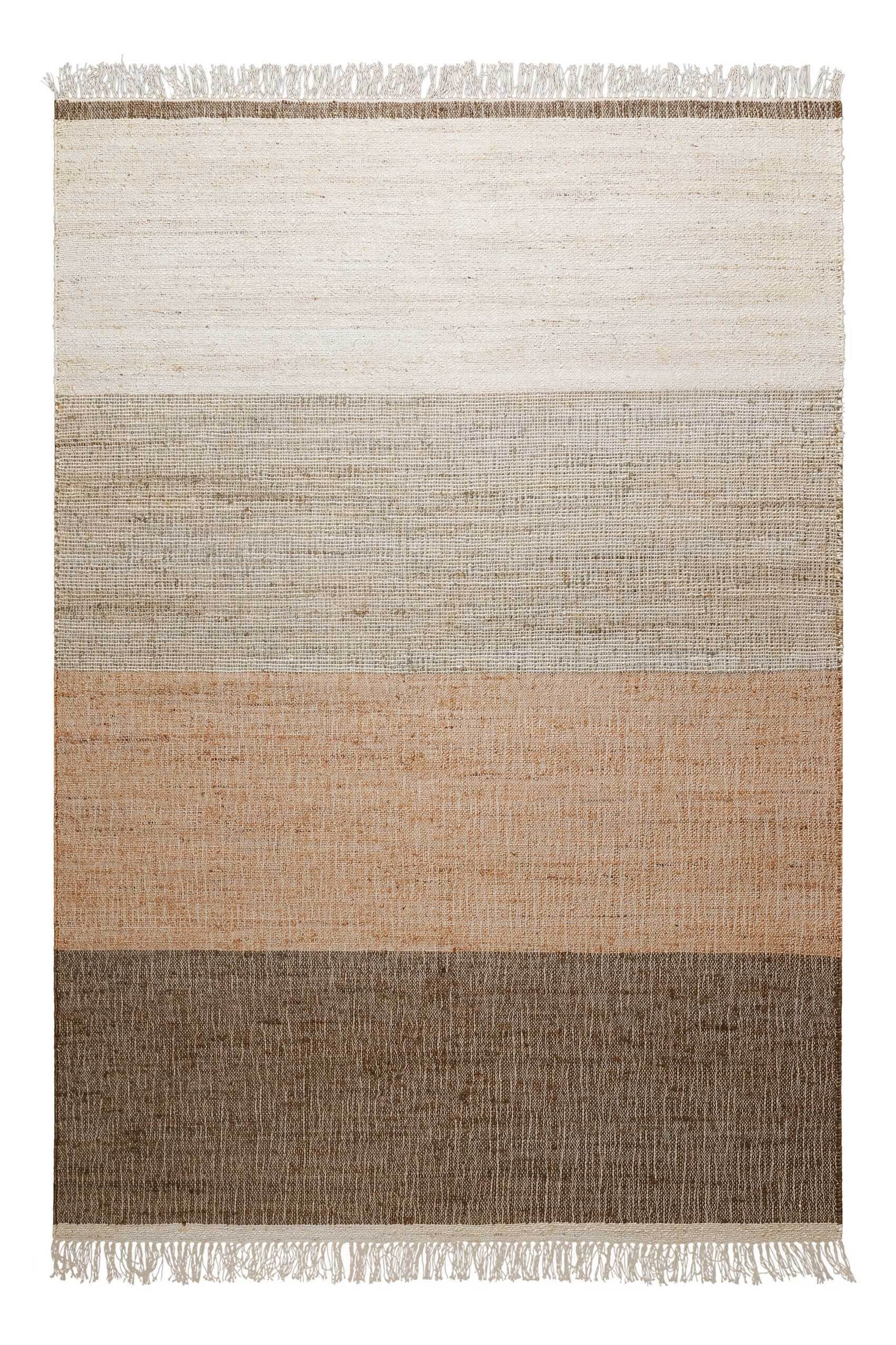Teppich Vito, Green Looop, rechteckig, Höhe: 4 mm, handgewebt aus Jute mit Baumwolle, Fransen, Streifen