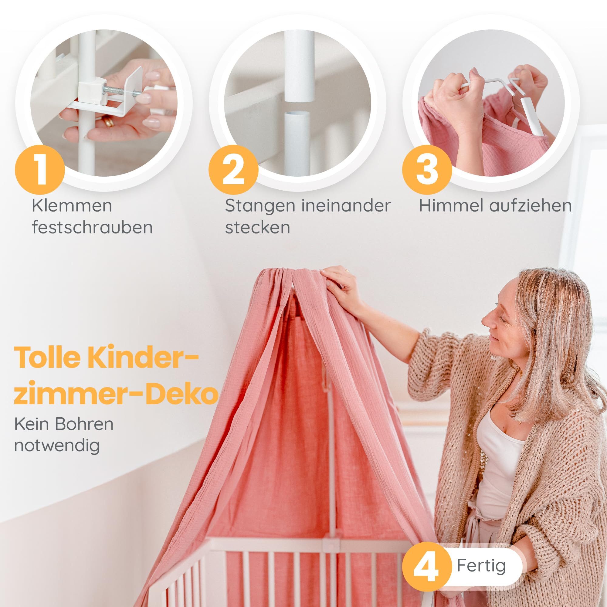 lilimaus Betthimmel Himmelstange für Babybett - Ideal für Betthimmel und Baldachin, Himmelstange für Babybett - Perfekt für Betthimmel und Baldachin