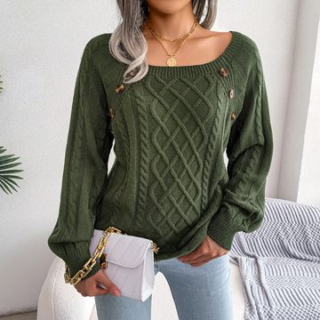 ZWY 2-in-1-Pullover Lässiger Damen-Pullover mit Zopfmuster für Damen quadratischer