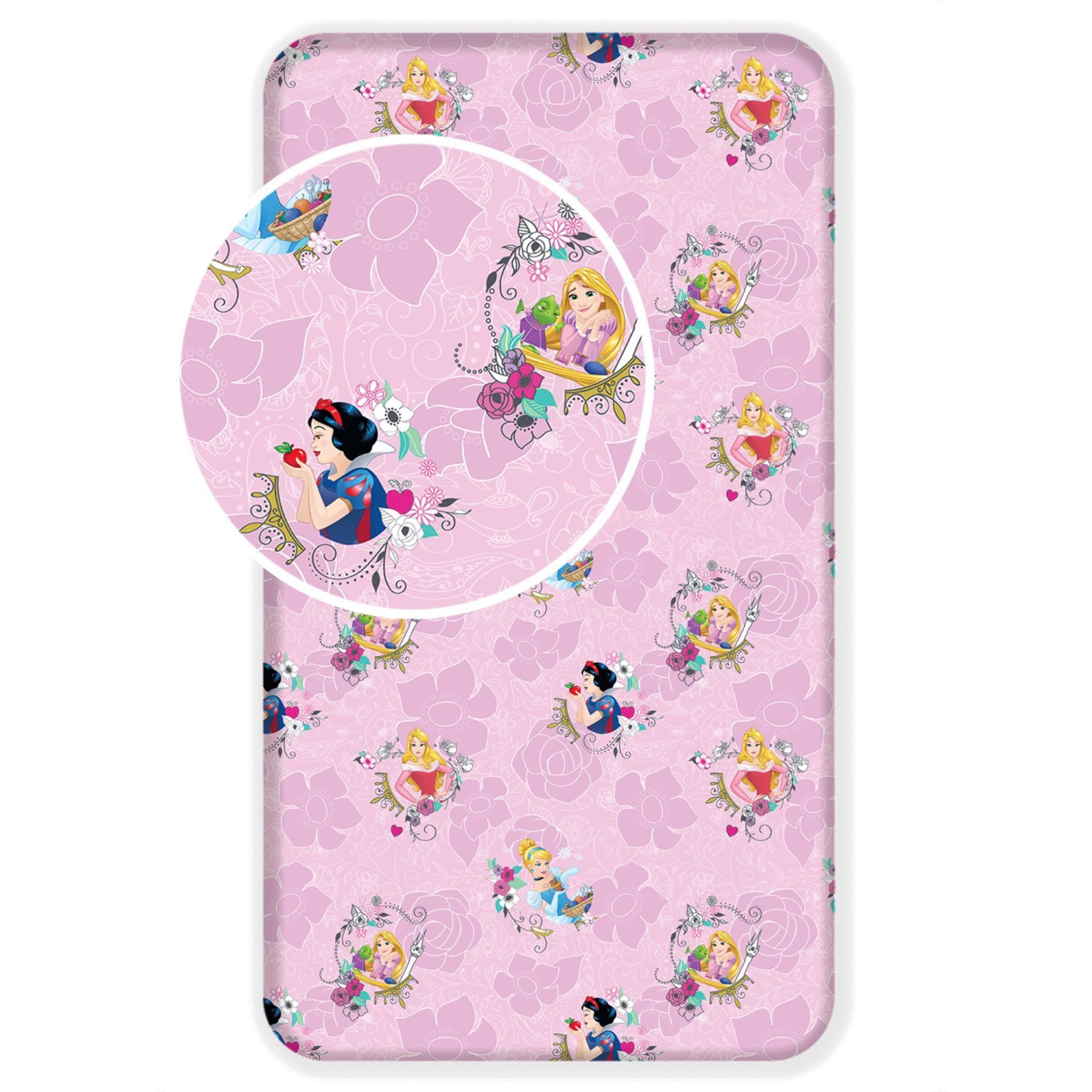 Disney Matratze, Decken, Spannbetttuch Märchenhafte Spannbetttuch für Kinderbett (90x200+25 cm), Bezug: 90x200