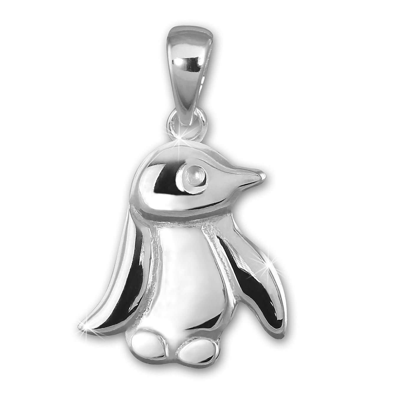 Teenie-Weenie Kettenanhänger Teenie-Weenie Ketten Anhänger Pinguin, Pinguin Kettenanhänger 925 Sterling Silber, Farbe: silber
