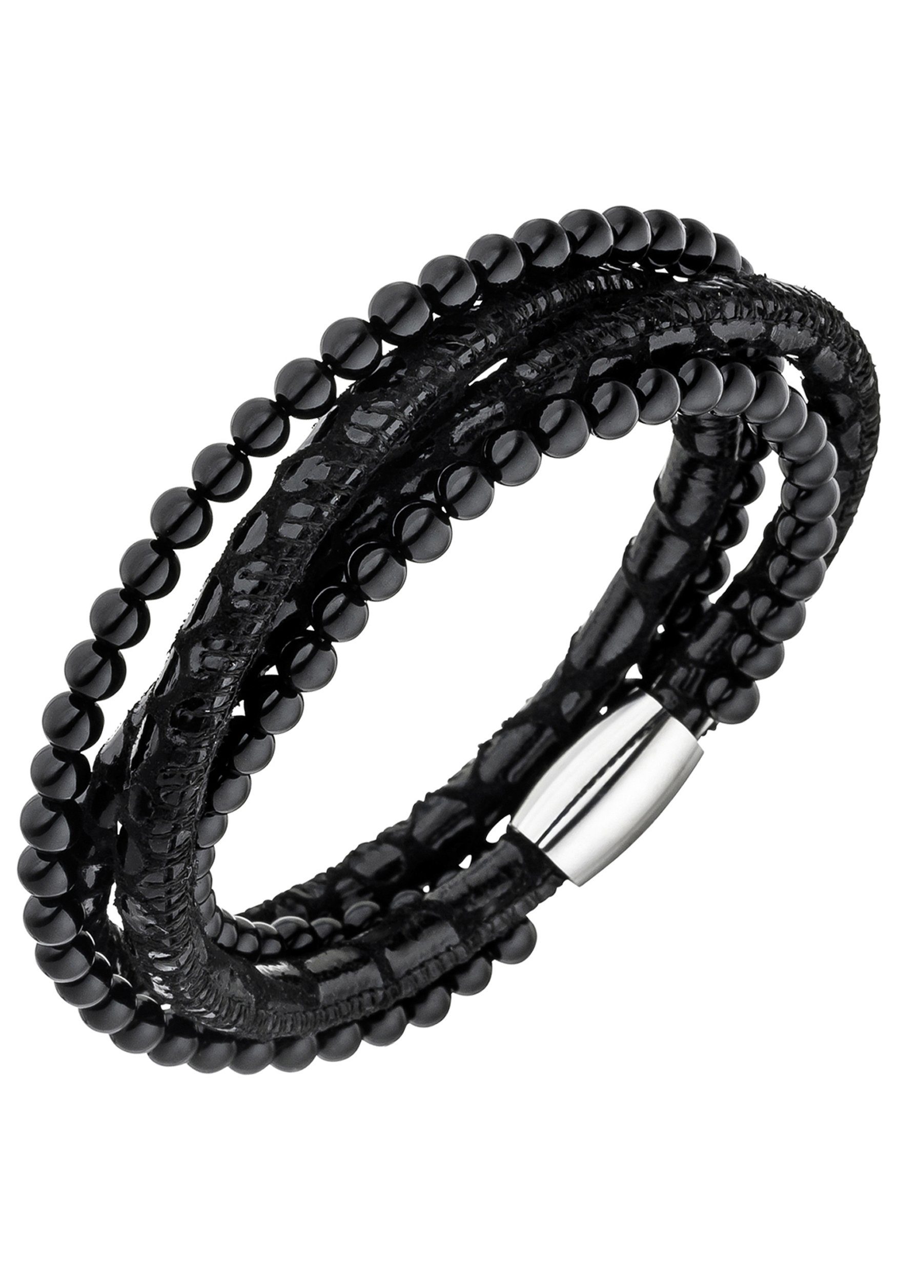 JOBO Stärke Onyx mm 18,7 mit Lederarmband, mm und 4,6 19 cm, Leder Edelstahl ca. x