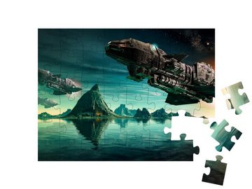 puzzleYOU Puzzle Futuristische Raumschiffe über dem Ozean, 48 Puzzleteile, puzzleYOU-Kollektionen Fantasy