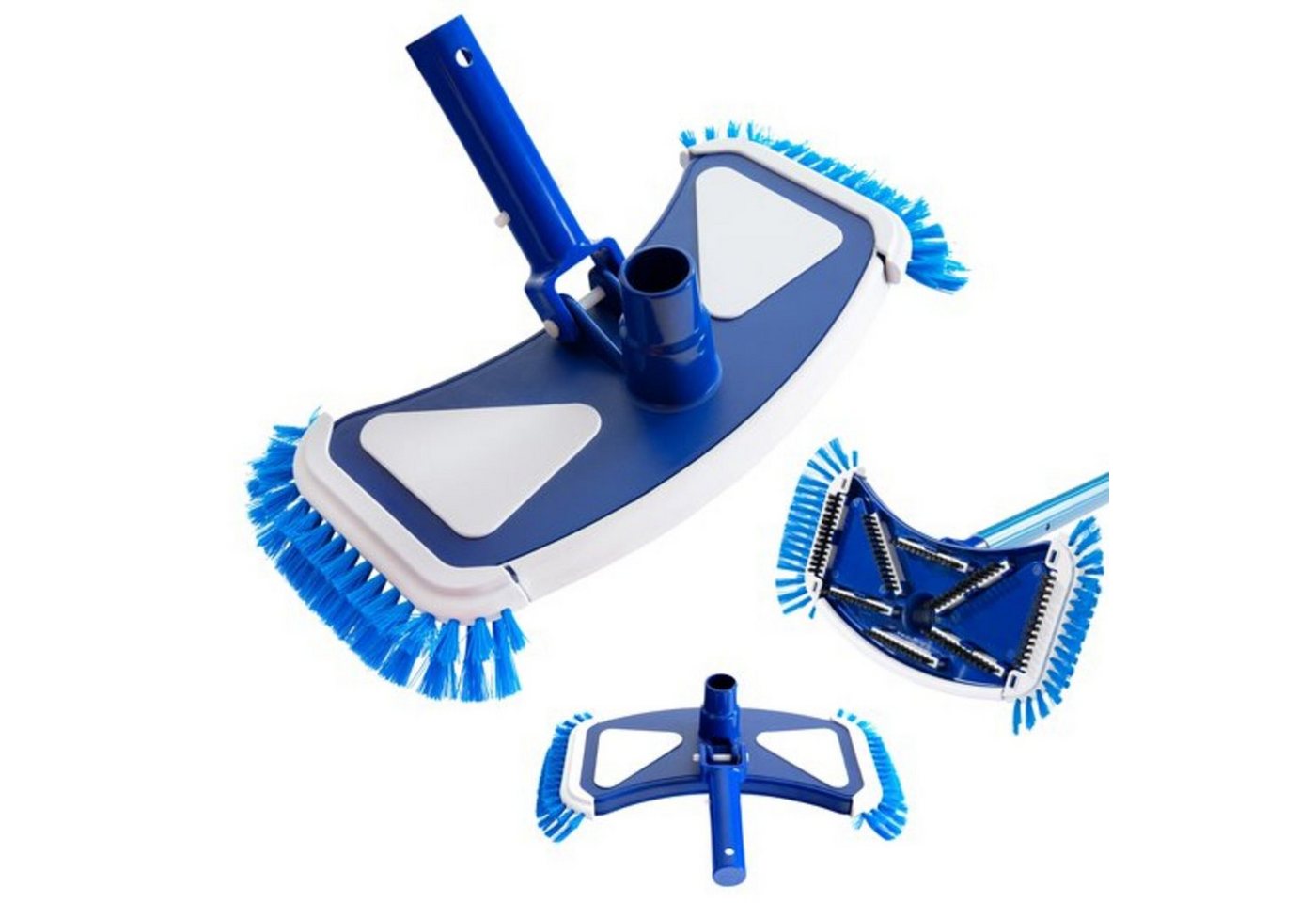 Arebos Poolbürste Bodensaugerbürste für Pool mit Ø 32/38 mm Schlauchanschluss Blau-Weiß, Inklusive besonders schnellen Clip-Systems