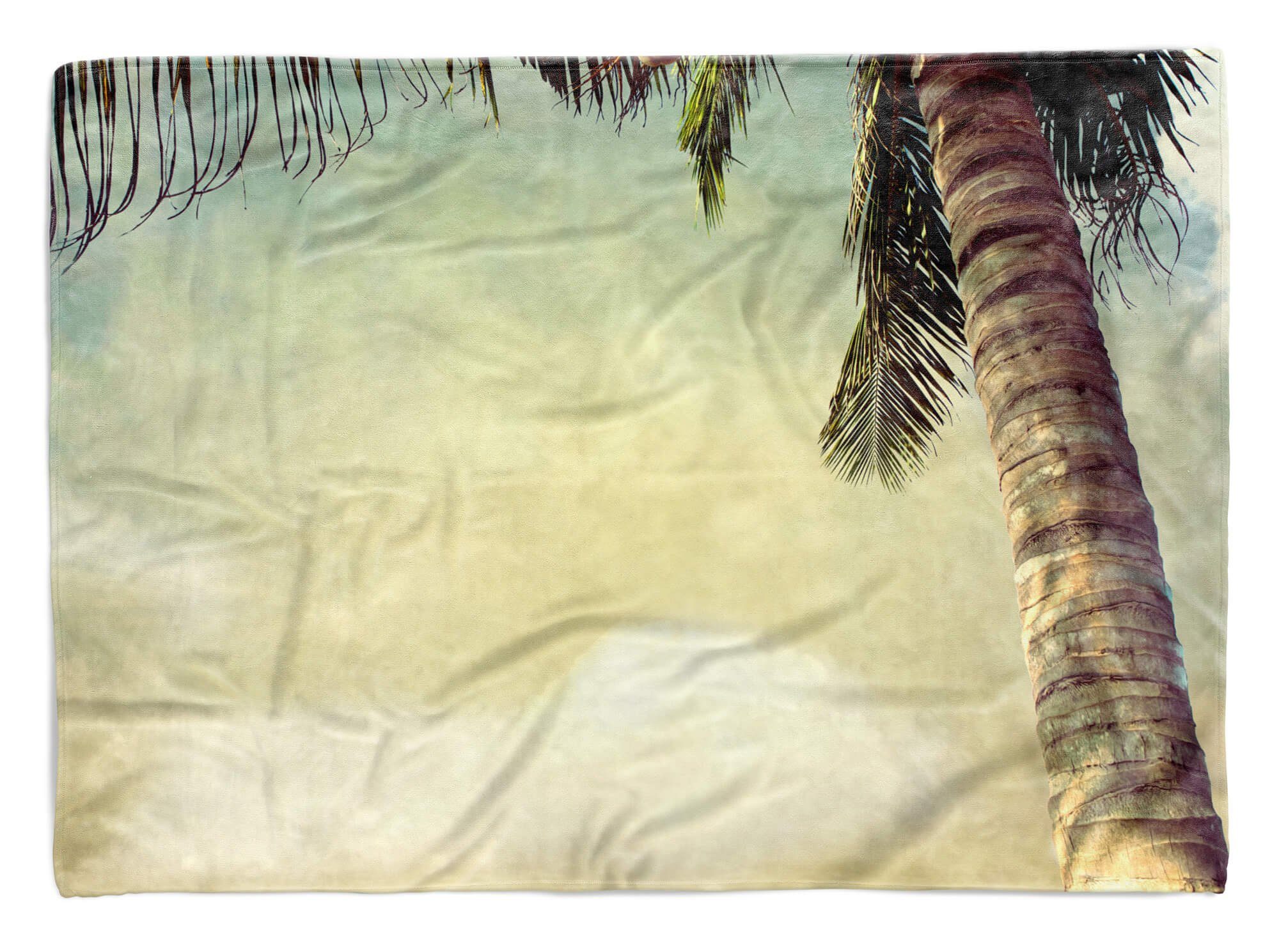 Handtuch Süden, Kuscheldecke Strandhandtuch (1-St), Baumwolle-Polyester-Mix Fotomotiv Art Handtuch Sinus Himmel mit Palme Handtücher Saunatuch