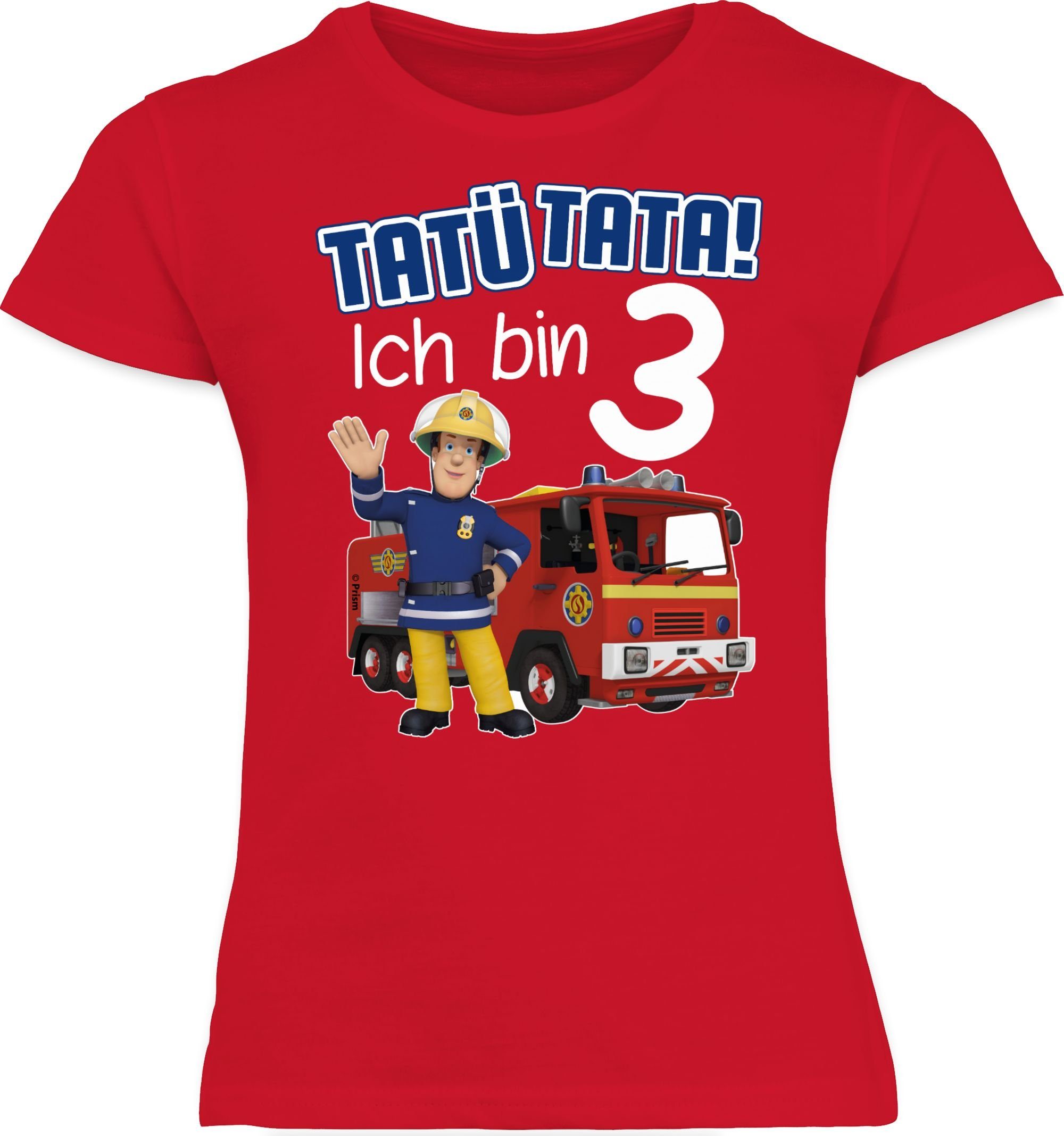 Shirtracer T-Shirt Tatü Tata Ich bin 3 I Feuerwehr Feuerwehrmann Sam Mädchen