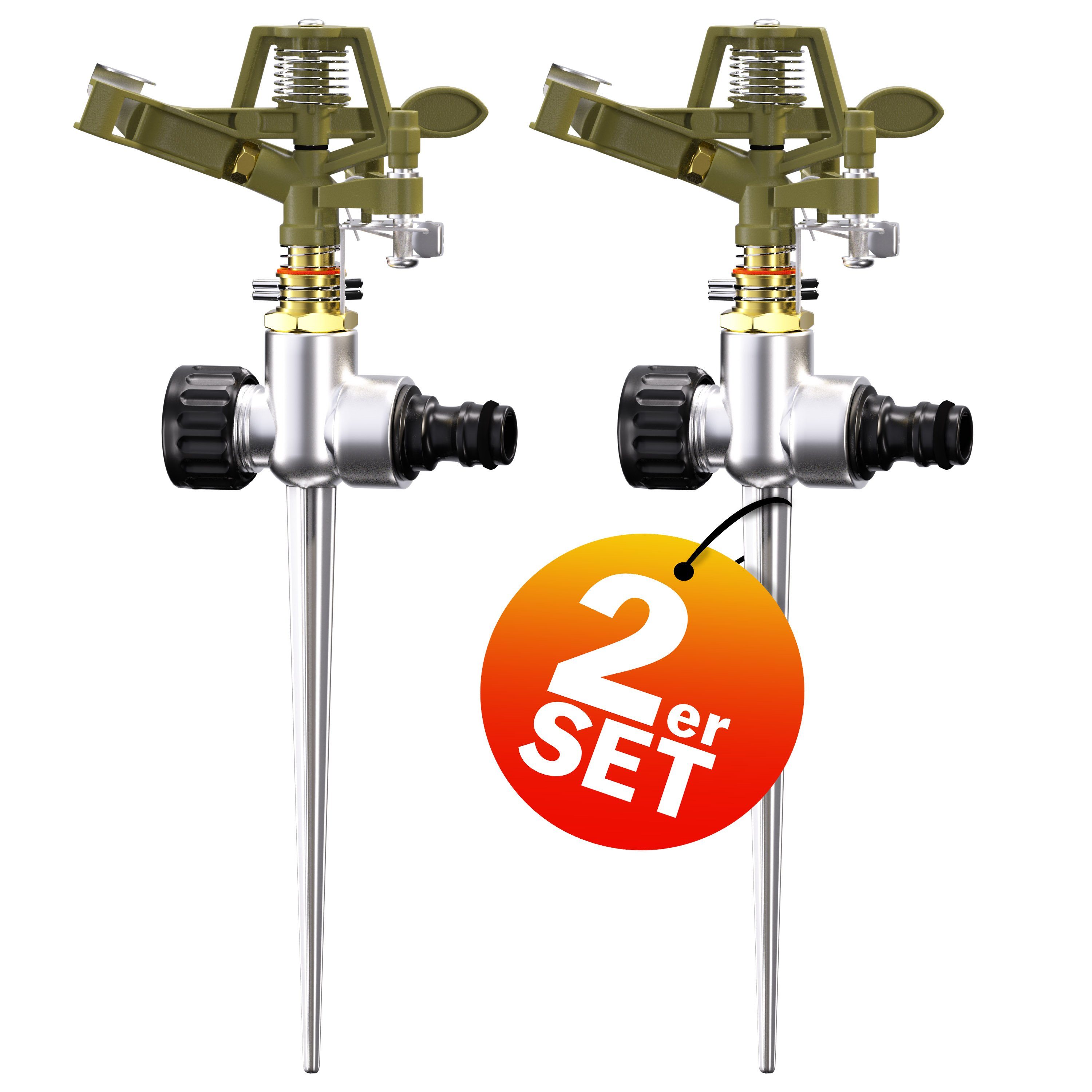 Gardebruk Kreisregner, Sprinkler 2er Set Erdspieß Sprengweite bis 24m