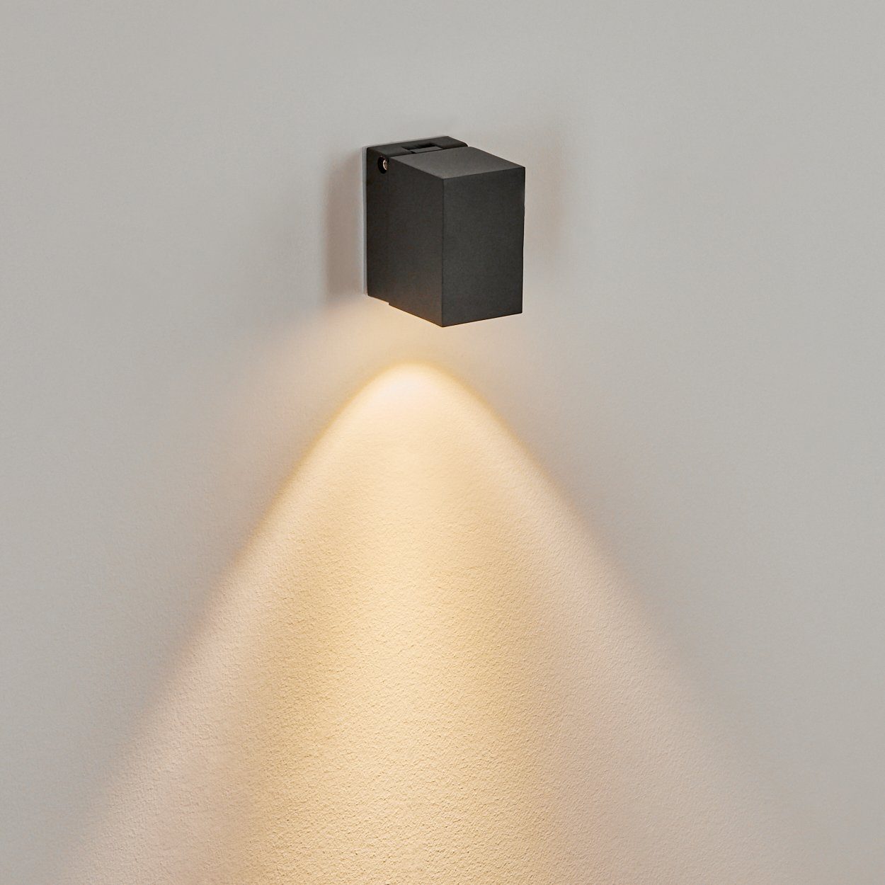 »Fontecorniale« Kelvin, Schwarz/Klar, Wandlampe LED in 510 Metall/Glas verstellbar Schirm Lichteffekt, moderne Außen-Wandleuchte aus hofstein Lumen, m. 3000
