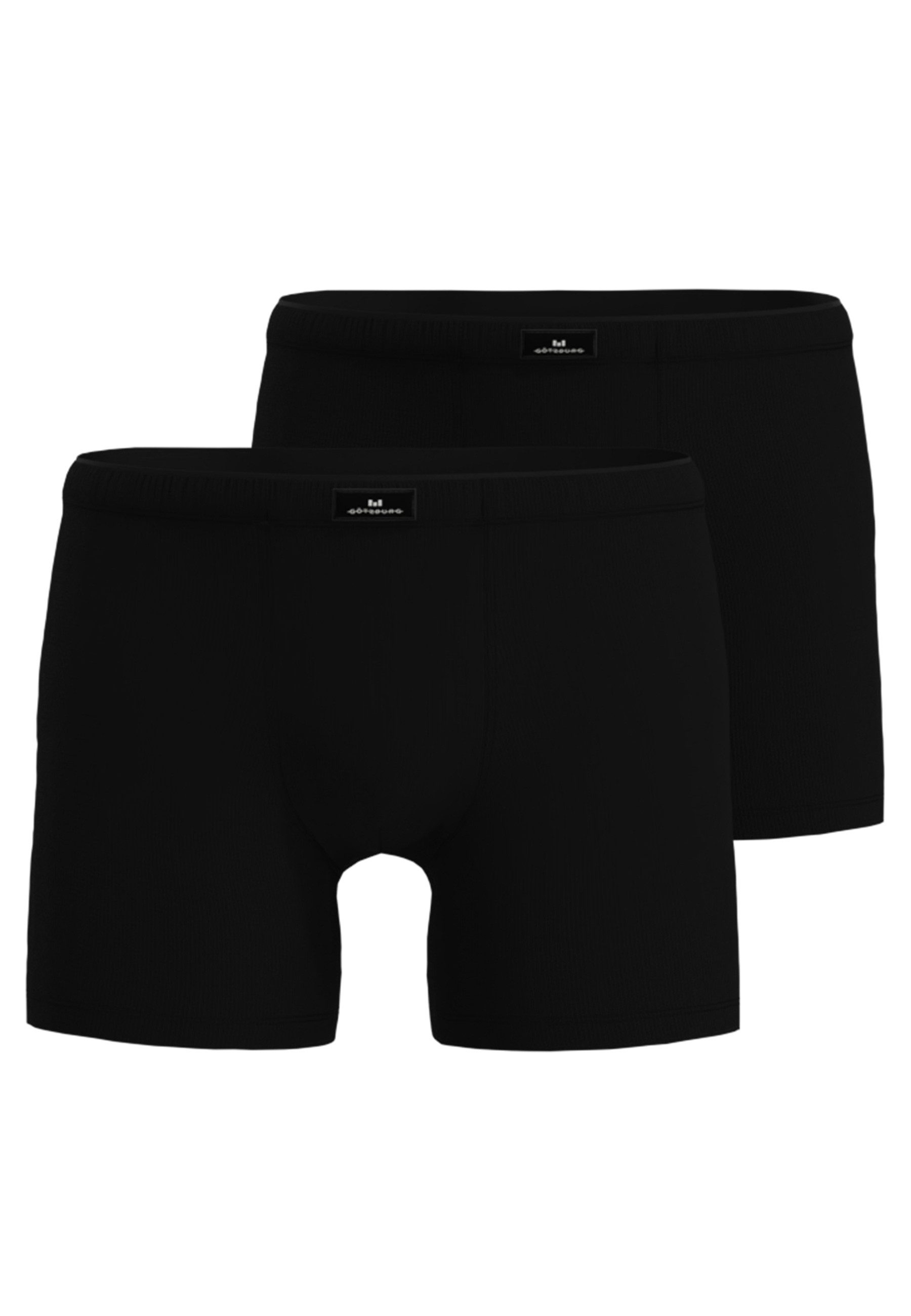 Boxershorts GÖTZBURG Herren Long-Pants schwarz uni 2er Pack