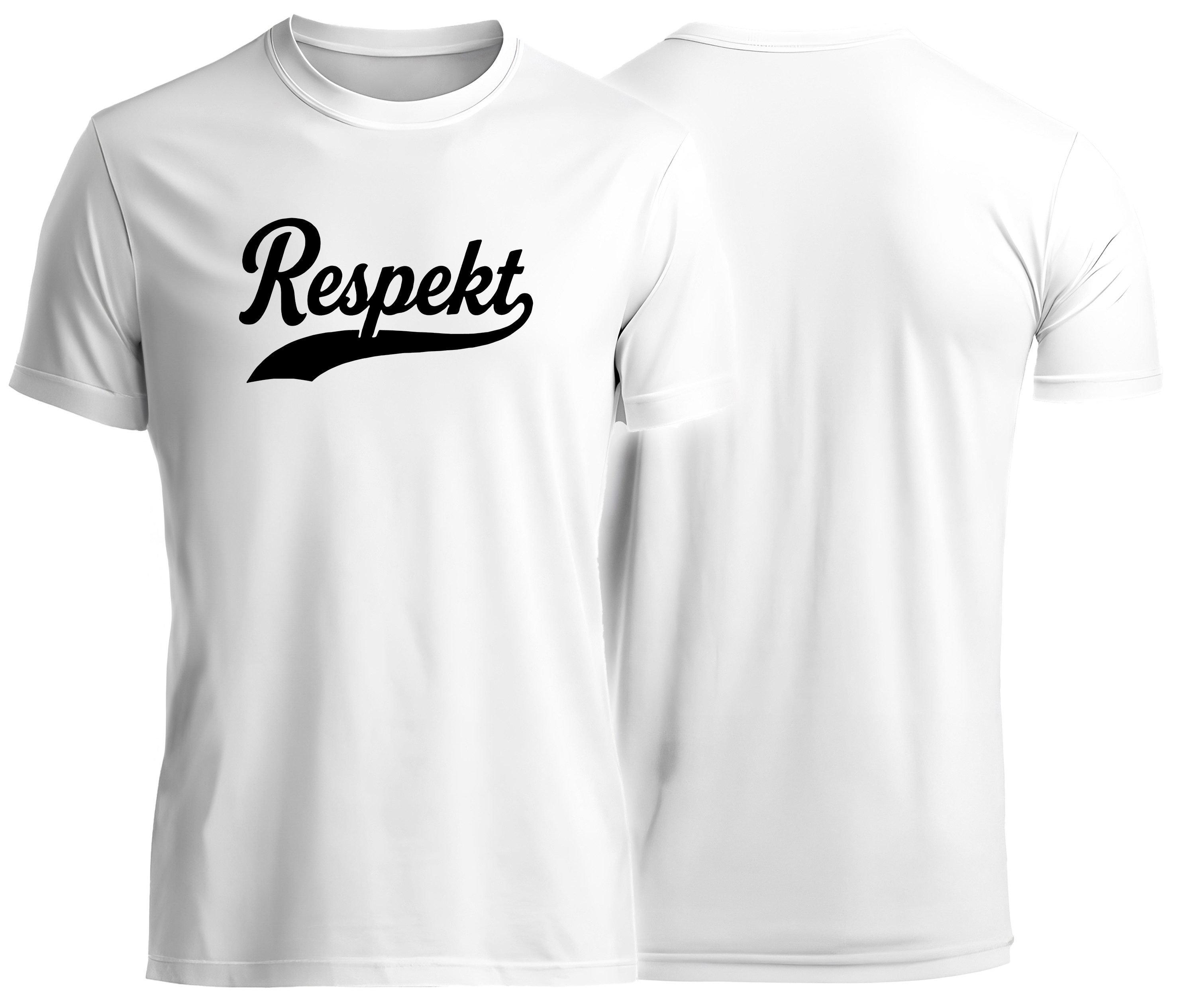 MyDesign24 T-Shirt Respekt - Sprüche kurzarm Herren und Damen Shirt cooles T-Shirt weiss Regular Fit Gr.L i931