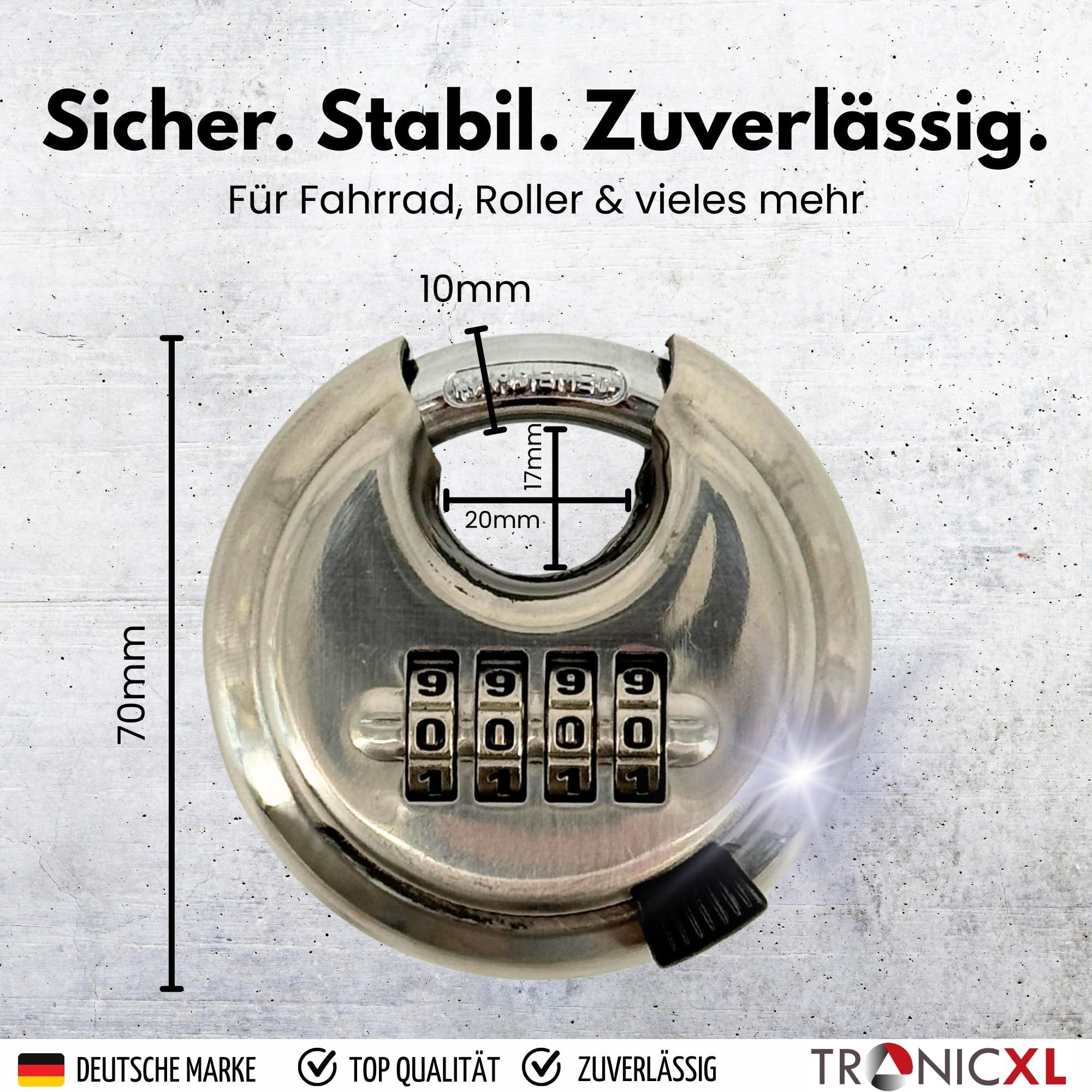 TronicXL Vorhängeschloss 3x Rundbügelschloss Set Vorhängeschloss Schloss Ringbügelschloss, keller Anhänger Diebstahlsicherung