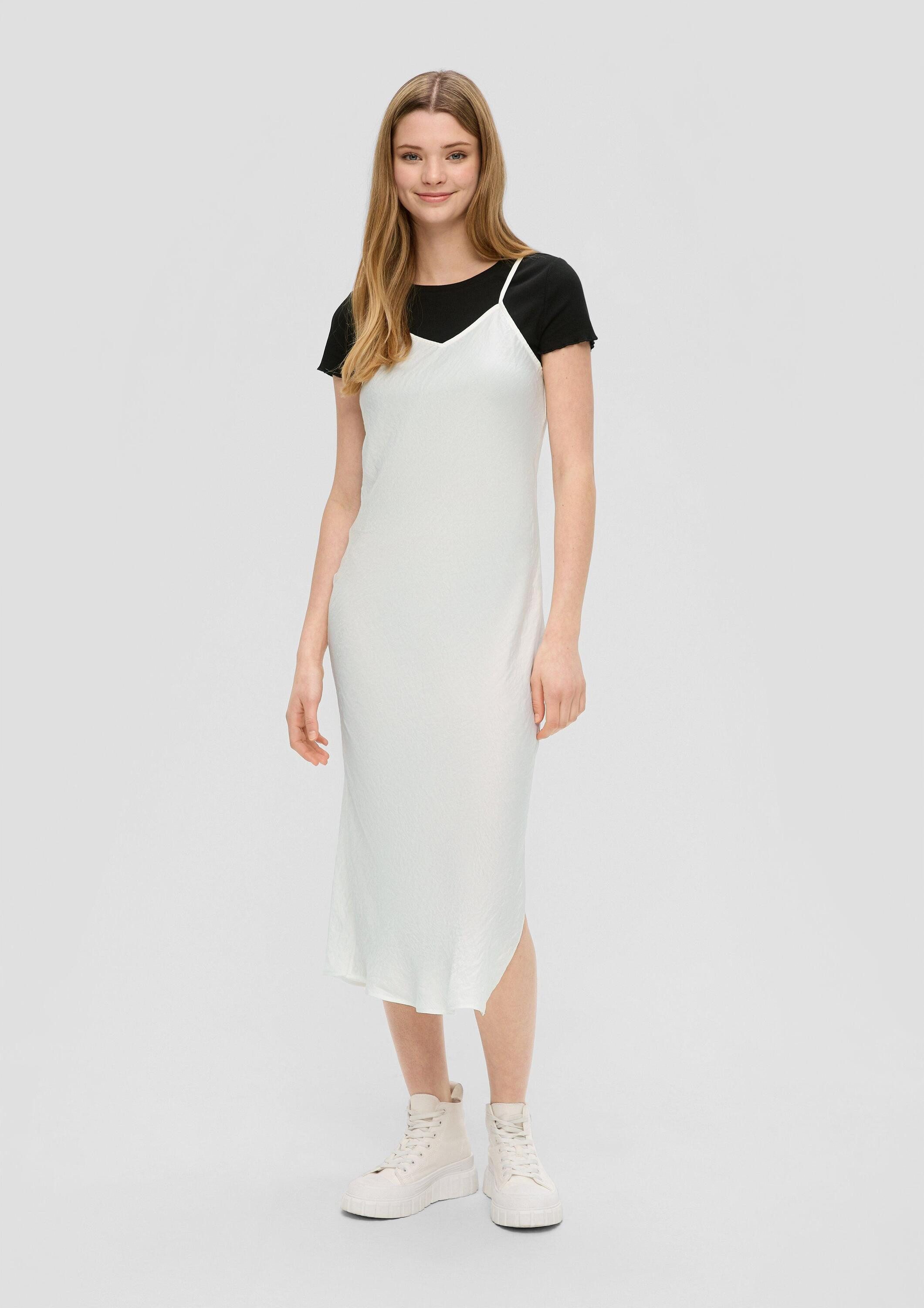 QS Midikleid Kleid Fließendes Satinkleid mit Spaghetti-Trägern günstig online kaufen