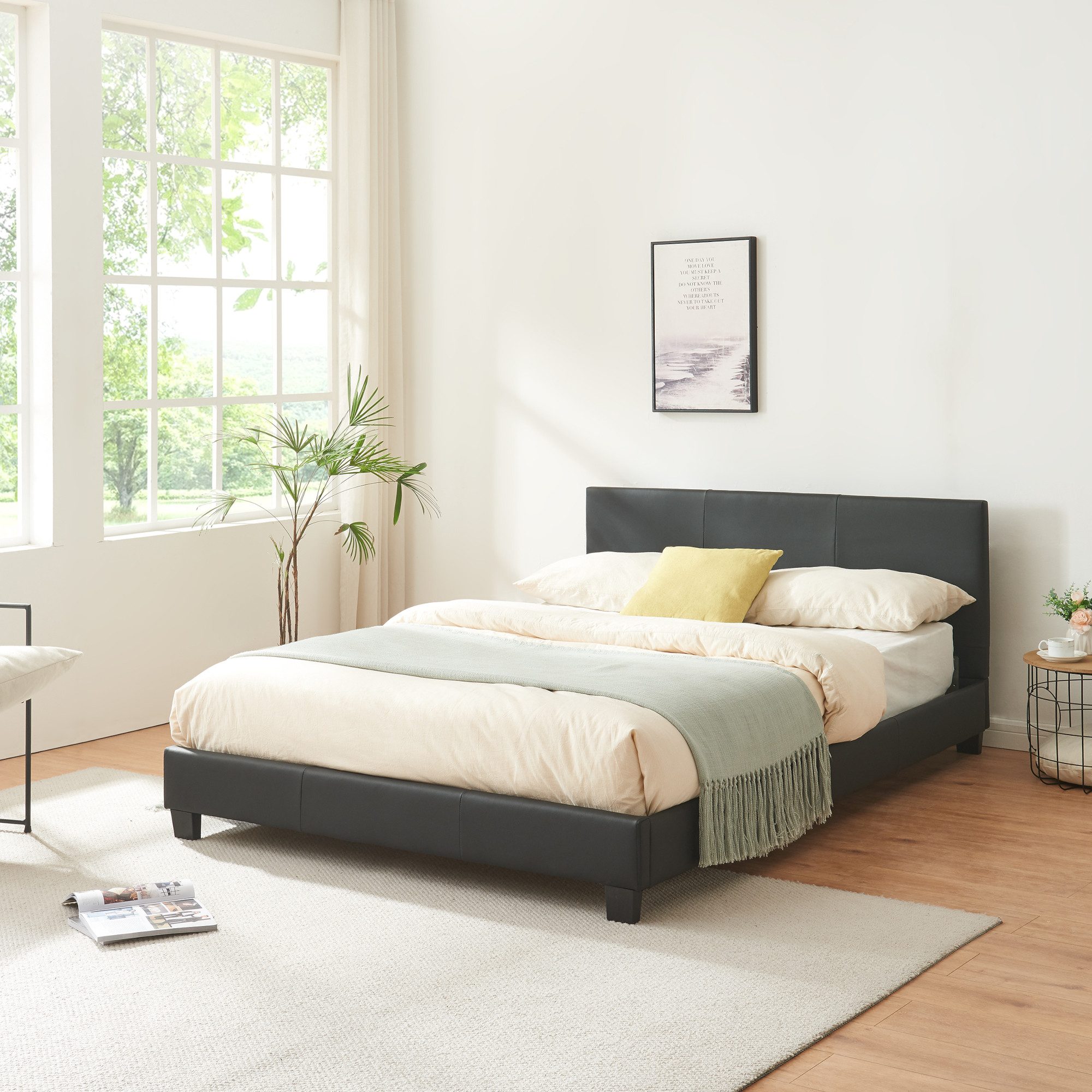 Corium Polsterbett, »Albacete« Kunstlederbett 140x200 cm Schwarz günstig online kaufen