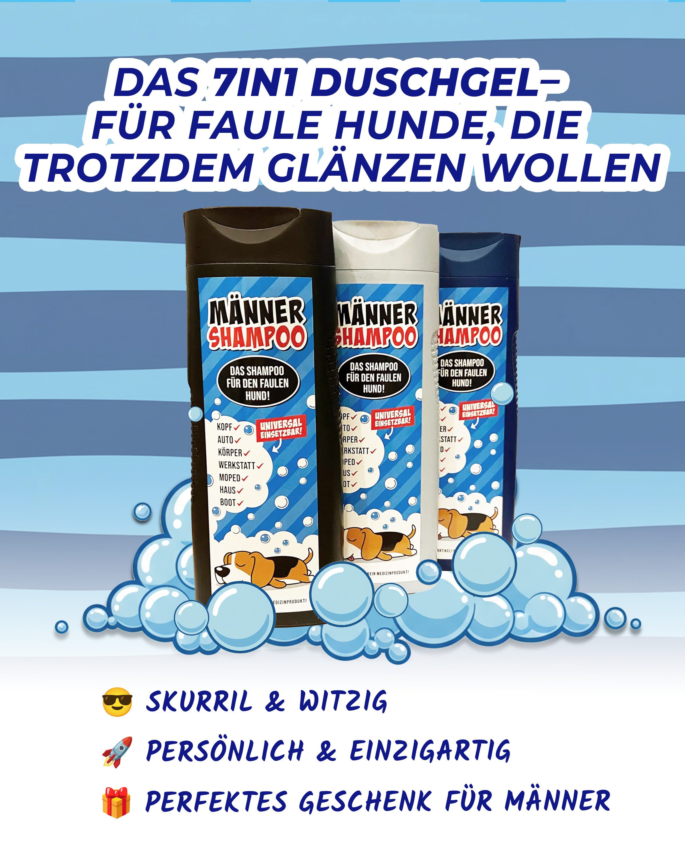 Deggelbam Duschgel 7in1 Männershampoo für den faulen Hund, Spaßgeschenk, Geschenkidee, Männergeschenk, Geburtstagsgeschenk