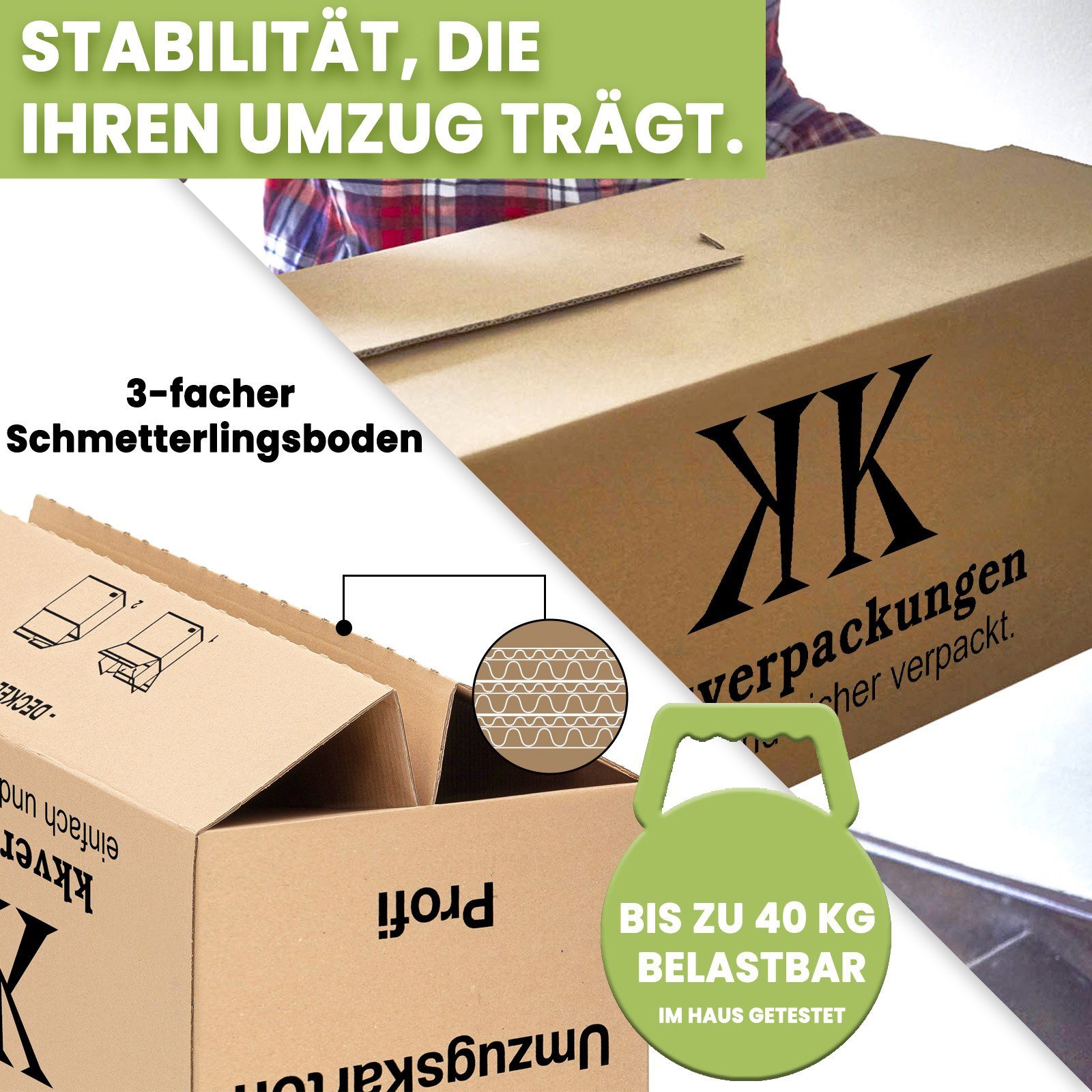 KK Verpackungen Aufbewahrungsbox (Spar-Set, 30 St., 30er-Set), Umzugskartons Umzugskiste Bücherkarton 2-wellig in Profiqualität Braun