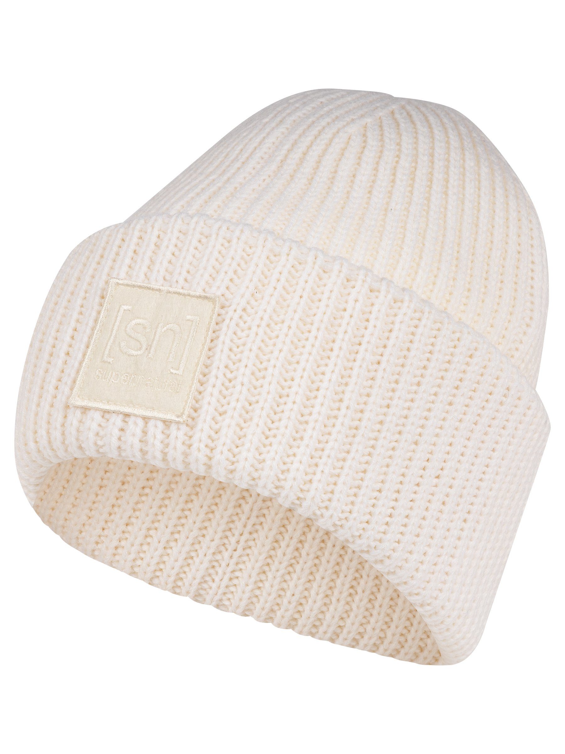 SUPER.NATURAL Beanie für Damen, aus Merino KRISSINI BEANIE wärmender Merino-Materialmix