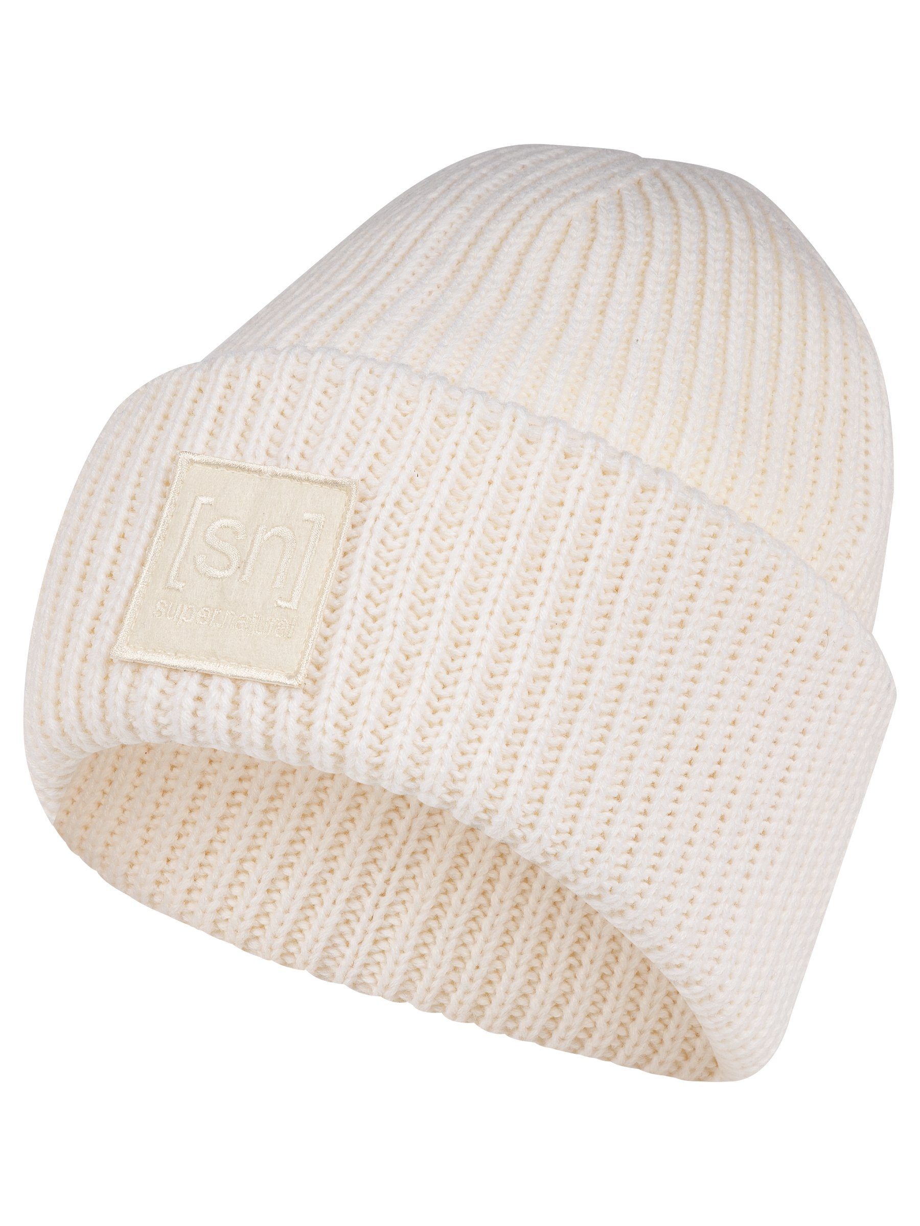 SUPER.NATURAL Beanie Merino Mütze KRISSINI wärmender White BEANIE Merino-Materialmix Fresh