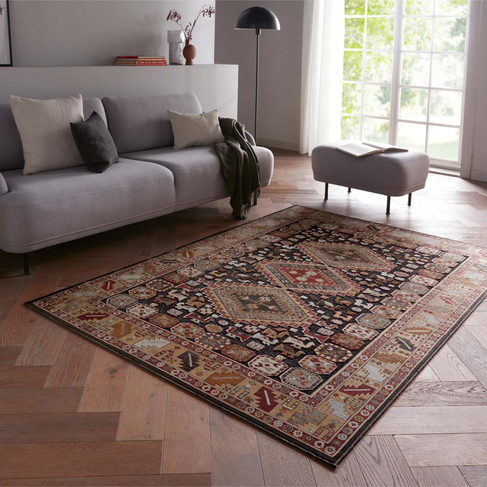 TaraCarpet Teppich Moderner Orientteppich Farah Shiraz, rechteckig, Höhe: 6 mm, Wohnzimmer, Schlafzimmer, Esszimmer, Farah Shiraz anthrazit 140x200