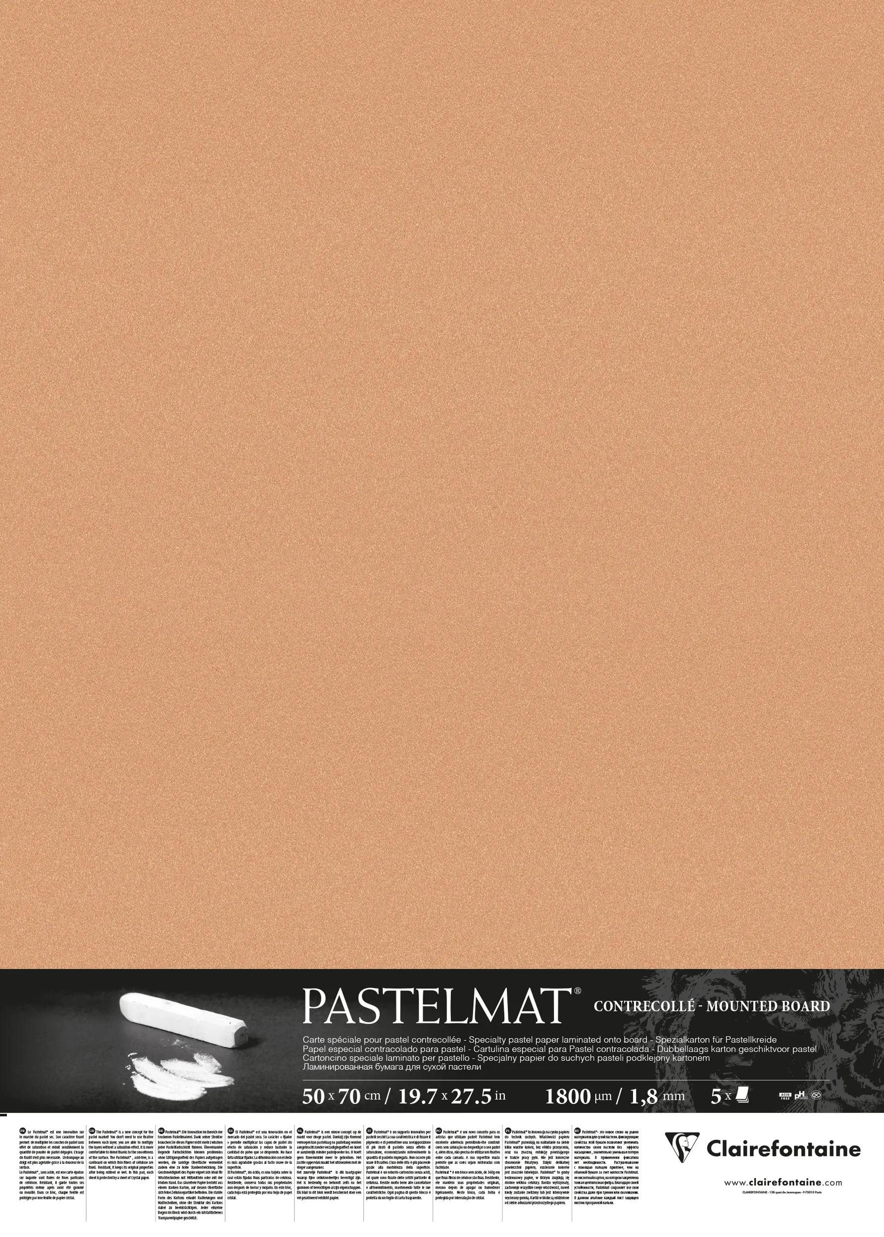 CLAIREFONTAINE Zeichenpapier Papier für Pastellmalerei, 5 Bogen 50x70cm Siena 496012C, Gegenkaschiert