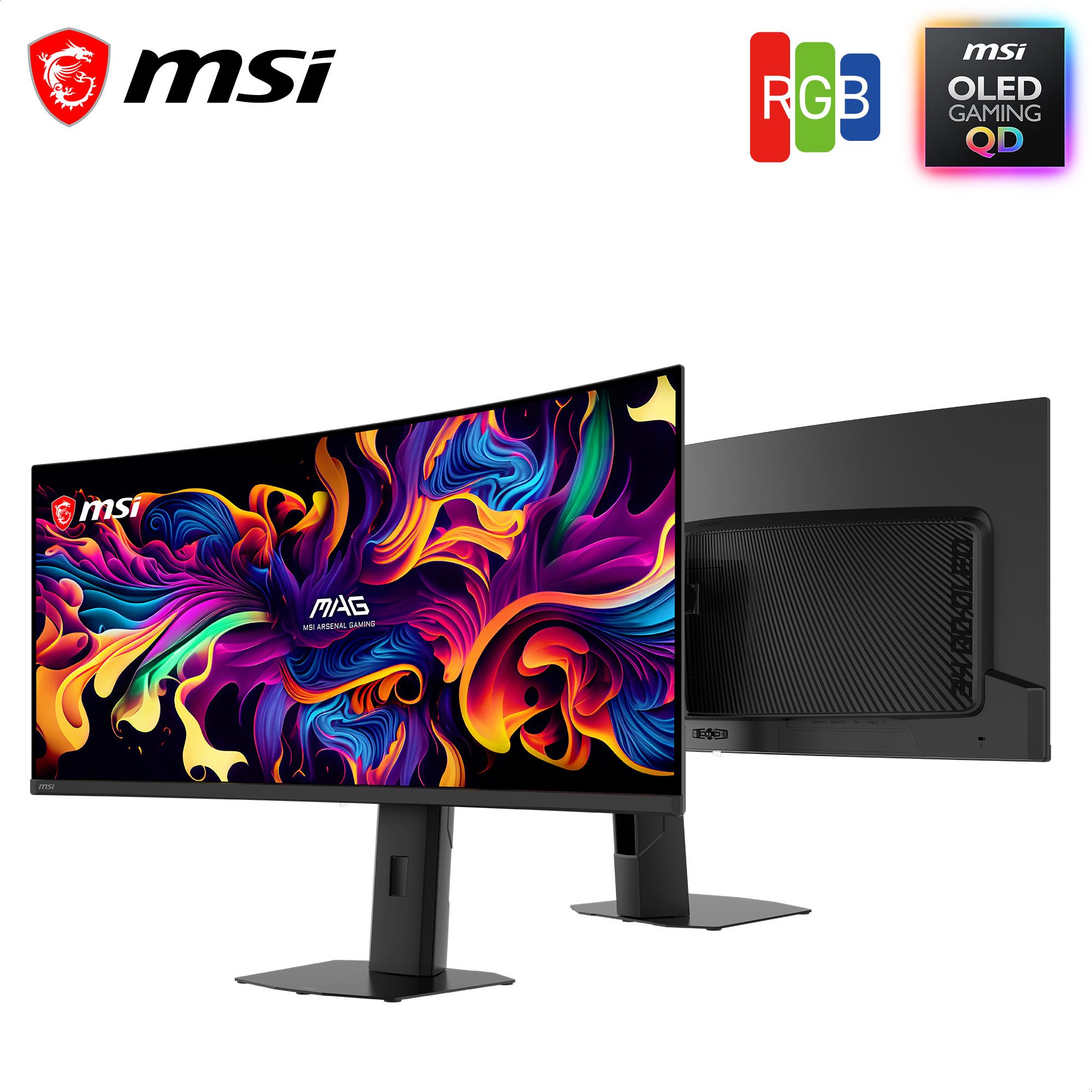 MSI MAG 341CQPDE QD-OLED X28 OLED-Monitor (86,8 cm/34 ", 3440 x 1440 px, UWQHD, 0,03 ms Reaktionszeit, 280 Hz, QD-OLED, neig-, schwenk-, höhenverstellbar)
