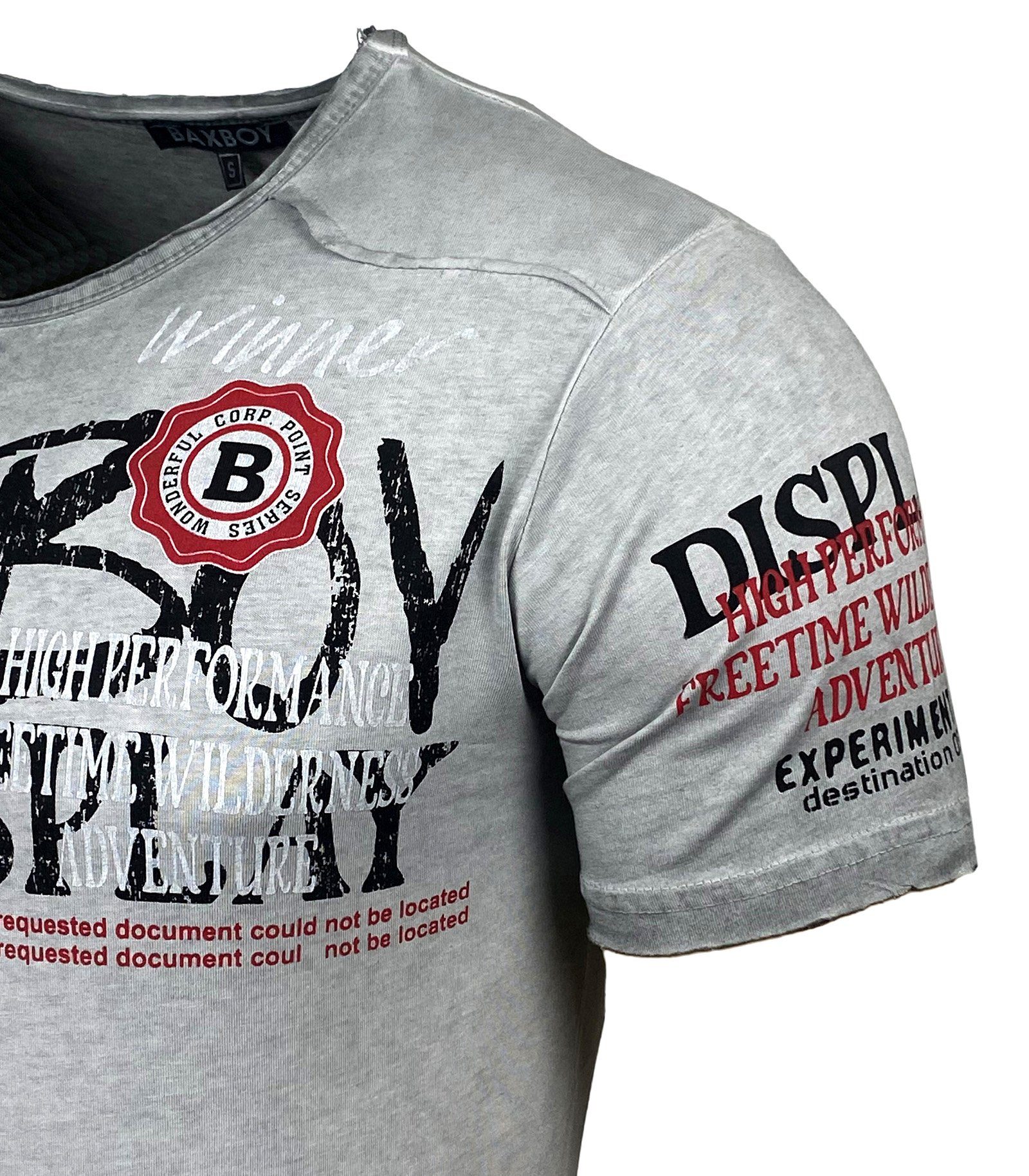 Baxboy T-Shirt Baxboy Moderner Männer Kurzarm Verwaschen Used Look TShirt B-147 – Bild 3 von 5
