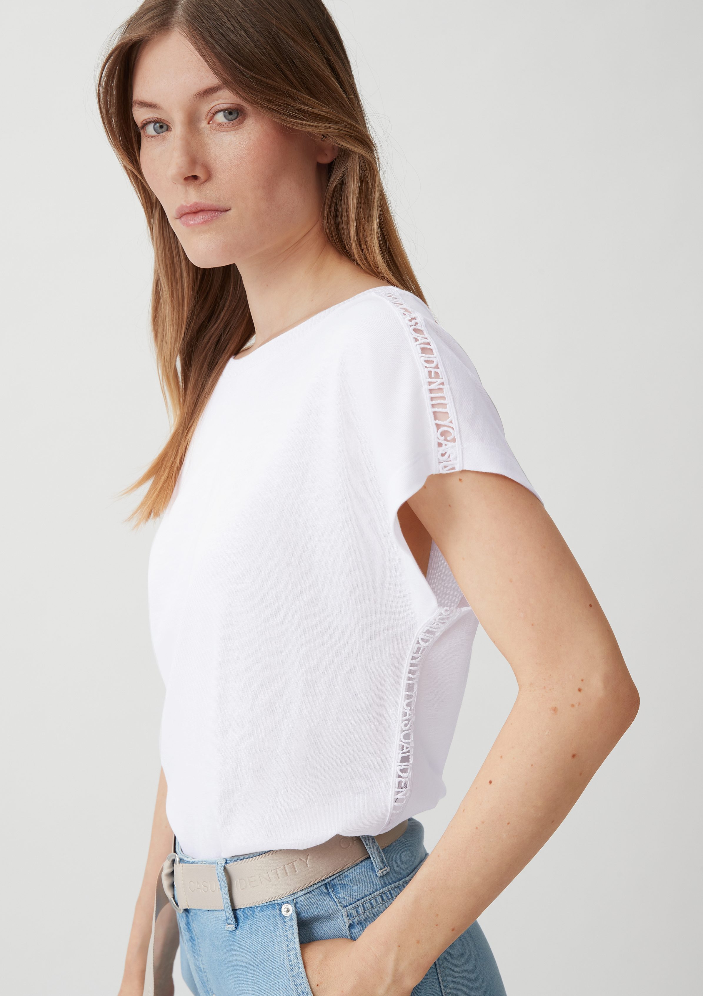 comma casual Shirttop mit identity Zierborte Shirt Zierborte