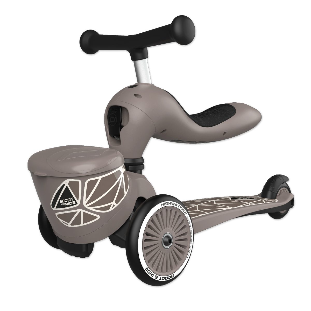 Scoot and Ride Kinderfahrzeug Lauflernhilfe Highwaykick 1 Lifestyle, Lauflernhilfe und Kickboard, integrierte Transportbox für Spielsachen