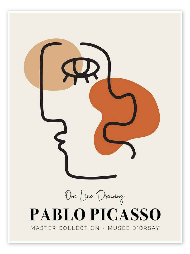 Posterlounge Poster, Pablo Picasso One Line Drawing I, Wohnzimmer Minimalistisch Malerei