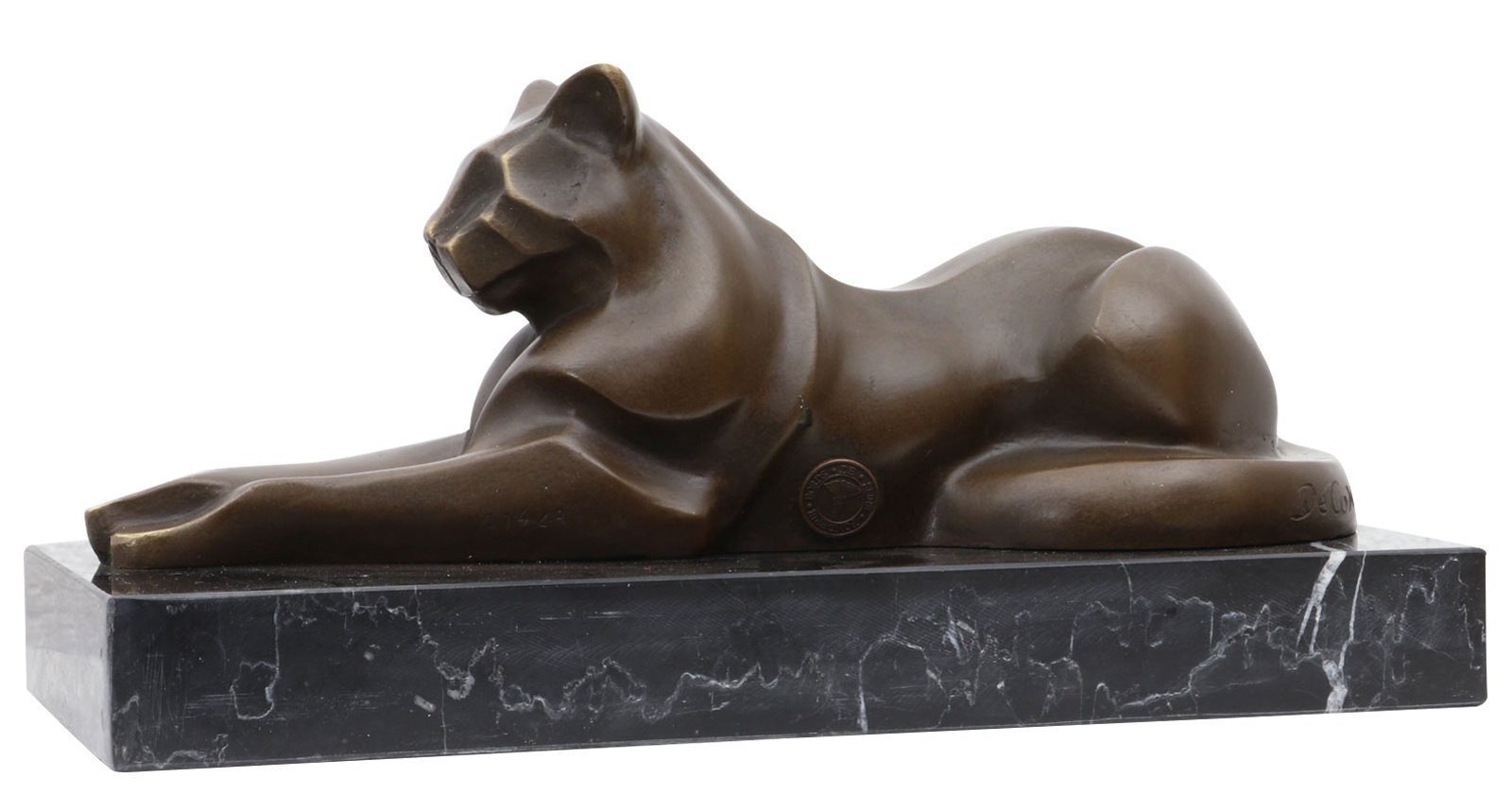 Aubaho Skulptur Bronzeskulptur 26cm Antik-Stil Katze Figur Bronze im Statue