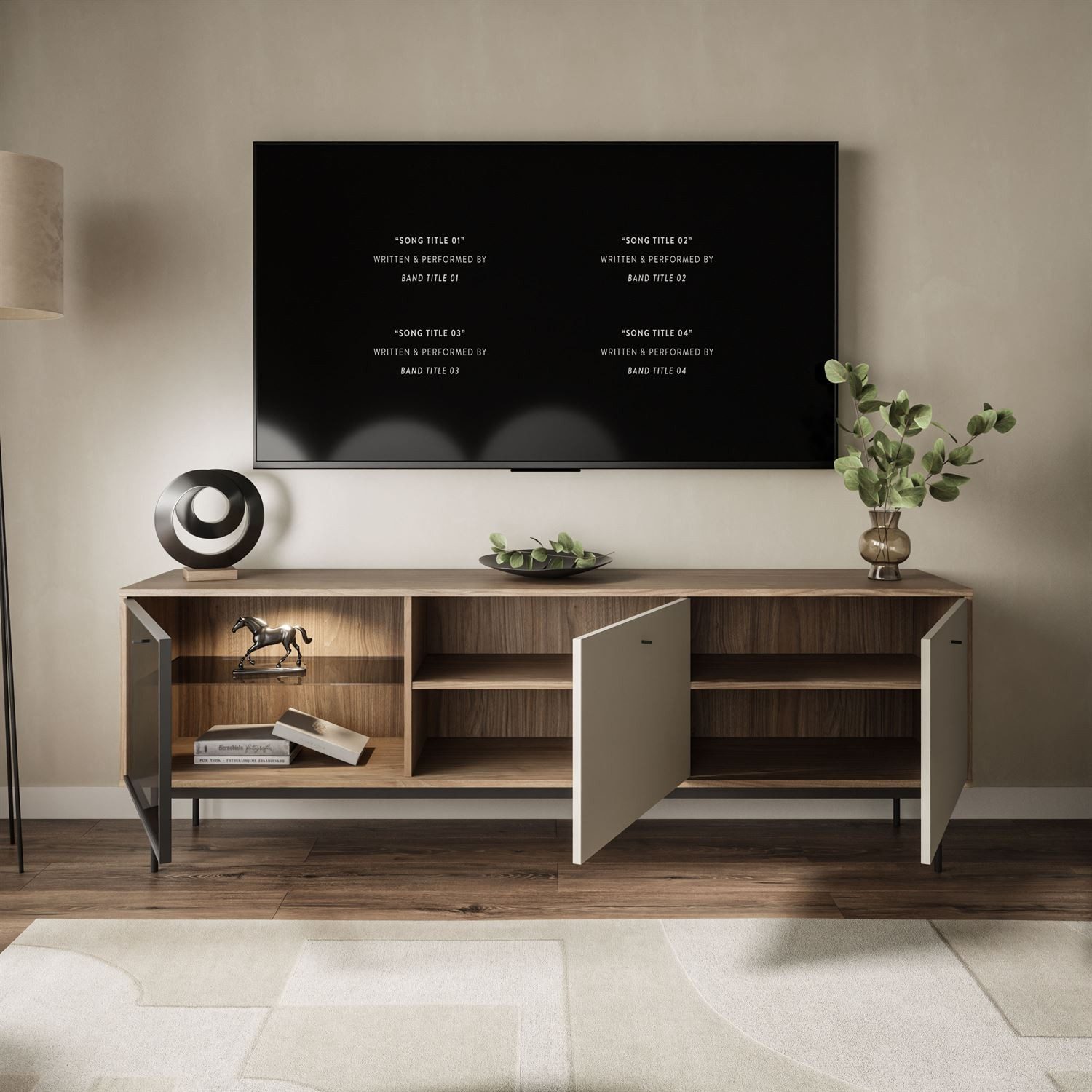 Lookway TV-Schrank ISA TV-Lowboard mit LED-Beleuchtung