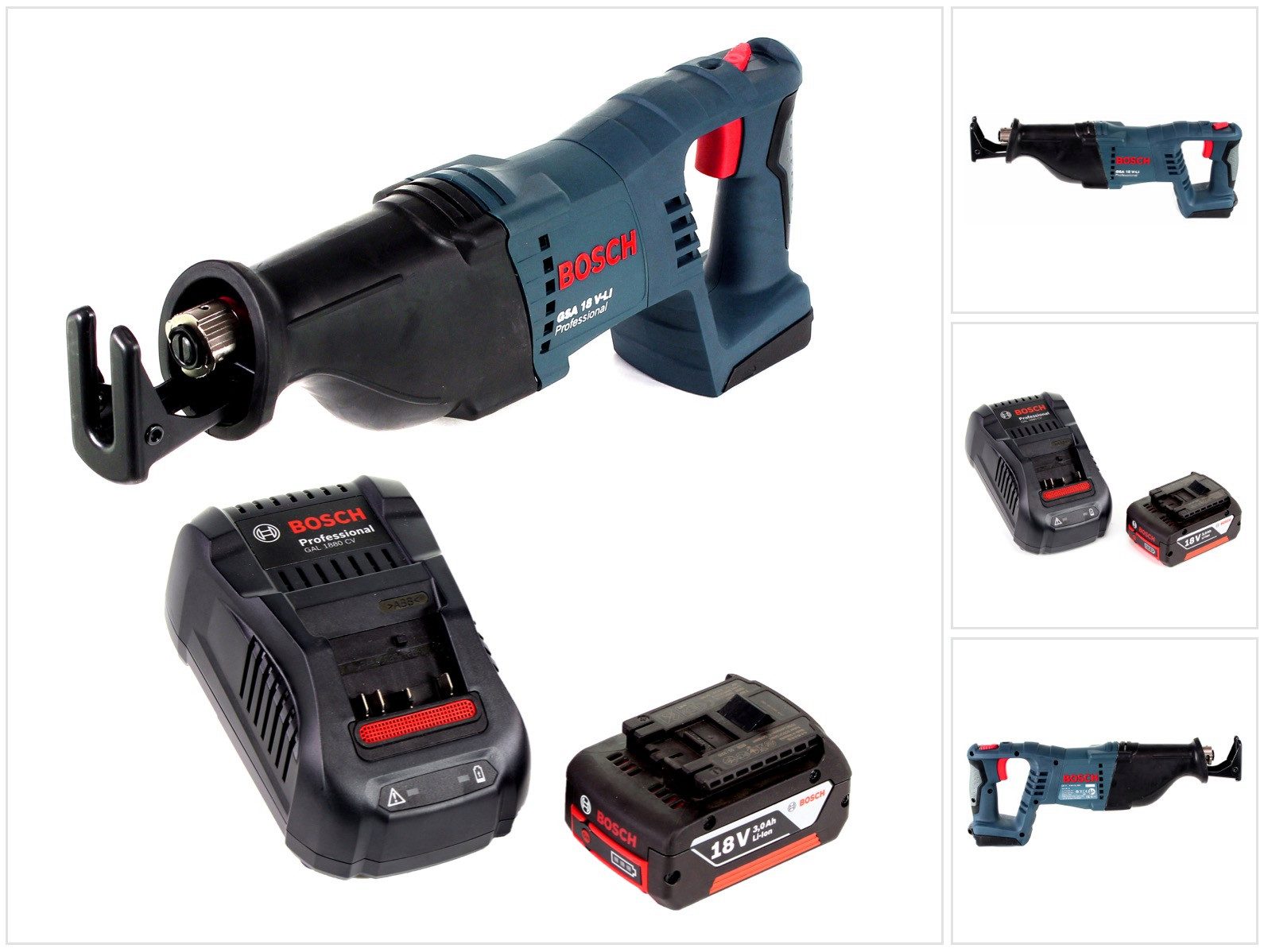 Bosch Professional Reciprosäge GSA 18 V-Li Akku Säbelsäge 18V + 1x Akku 3,0Ah + Ladegerät