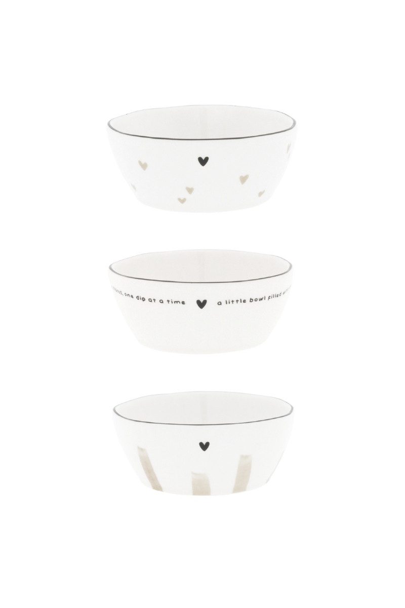 Bastion Collections Geschirr-Set Schälchen 3er-Set - HEARTS - weiß
