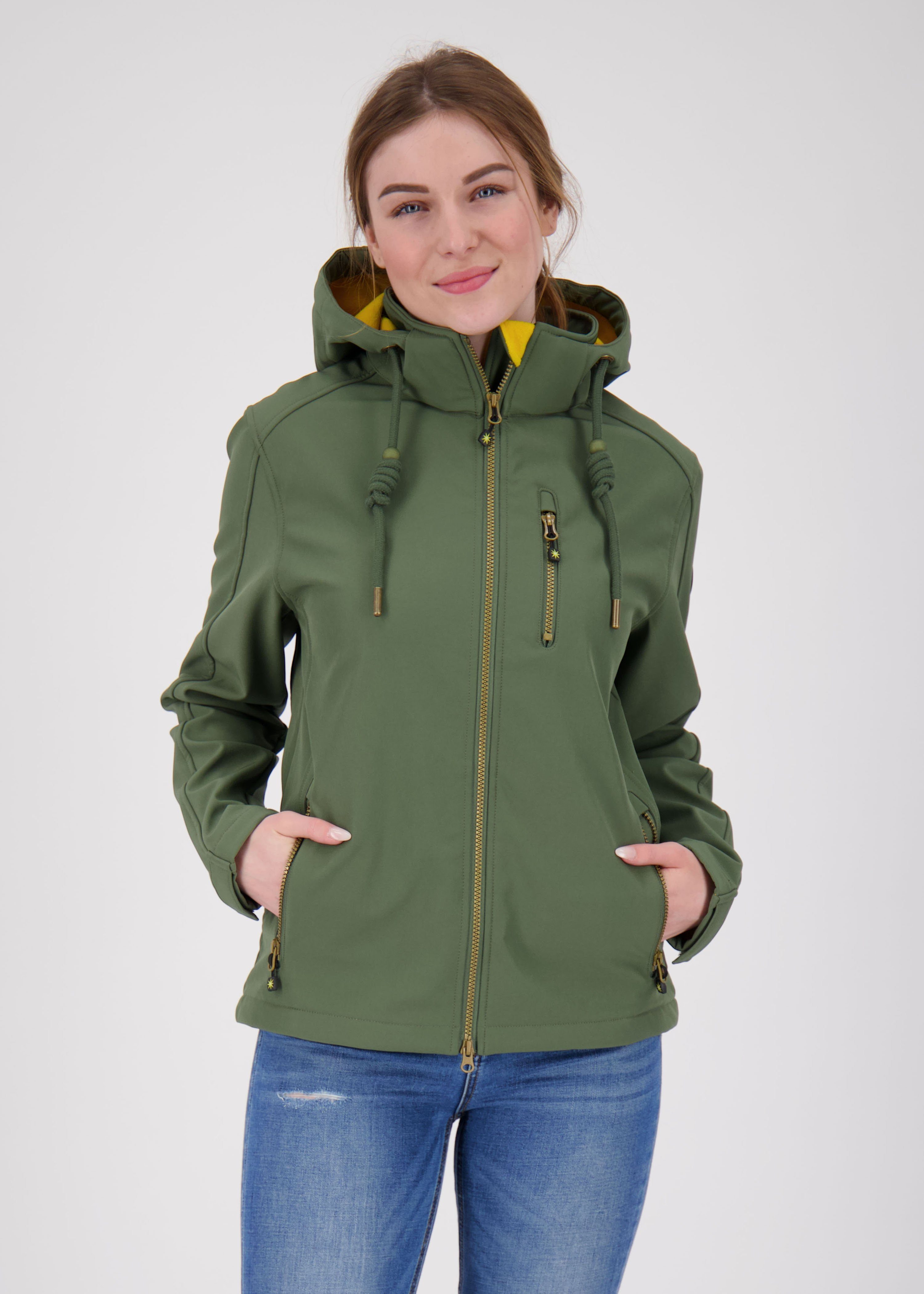 DEPROC Active Softshelljacke PEAK CREEK WOMEN mit dunkelgrün Kapuze abnehmbarer