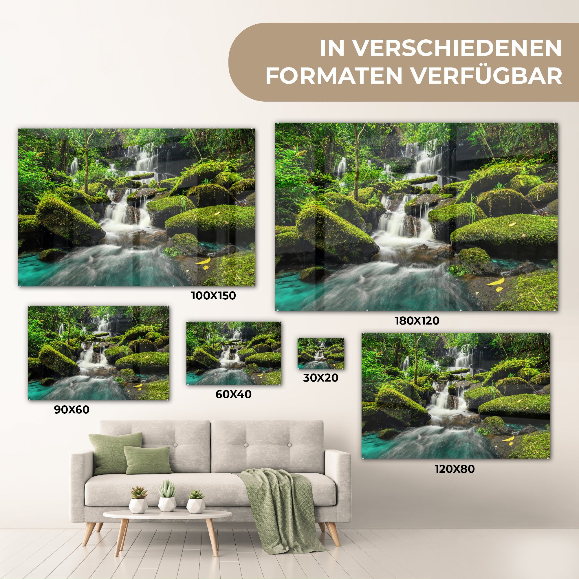 - Tropisch Regenwald, Wasserfall (1 Acrylglasbild Schlafzimmer & - MuchoWow Acrylglasbilder Wohnzimmer St),